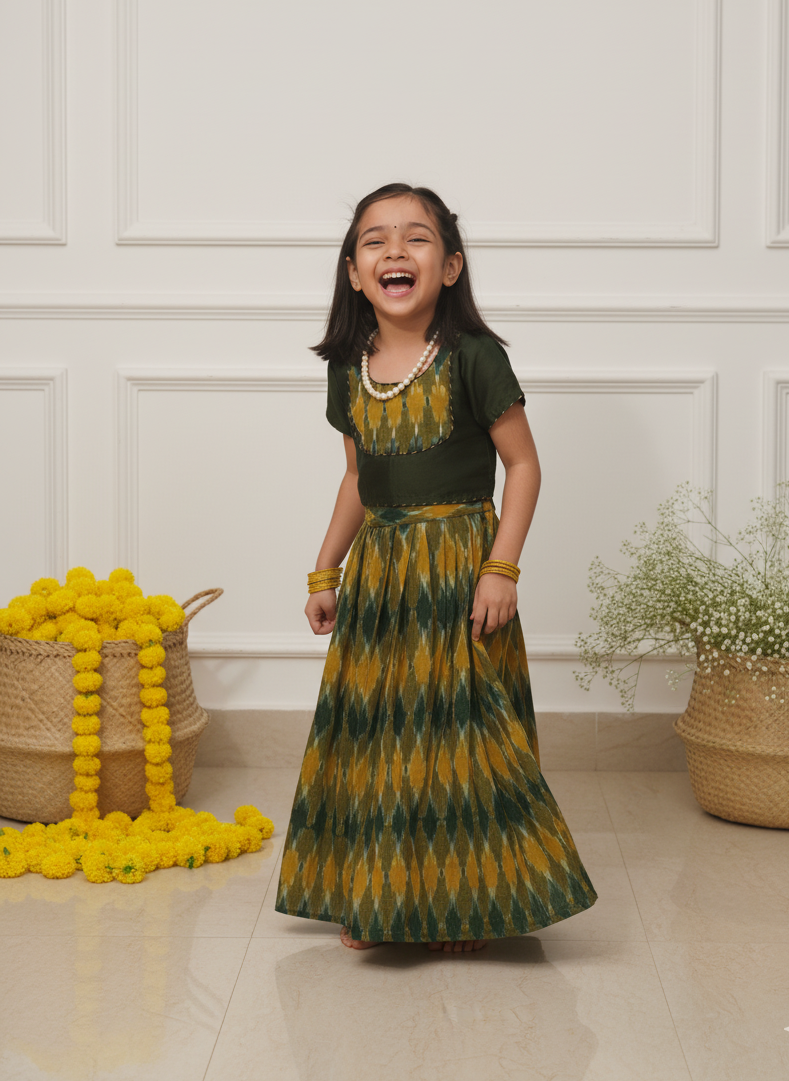 Elevate her everyday style with our handcrafted Ikat lapel-collared top in Chanderi paired with a soft cotton skirt. πΏ
Lightweight, breathable & stylish β designed for all-day comfort and a touch of modern sophistication.