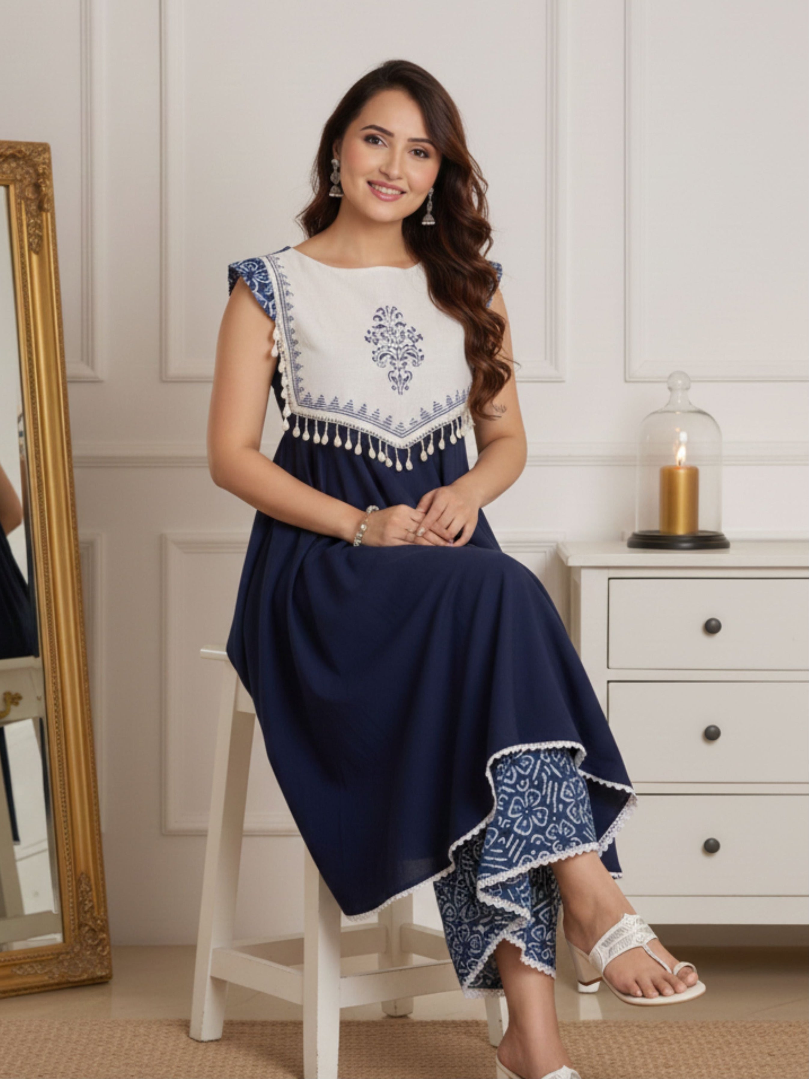 Indigo Elara Bagru Kurta Set