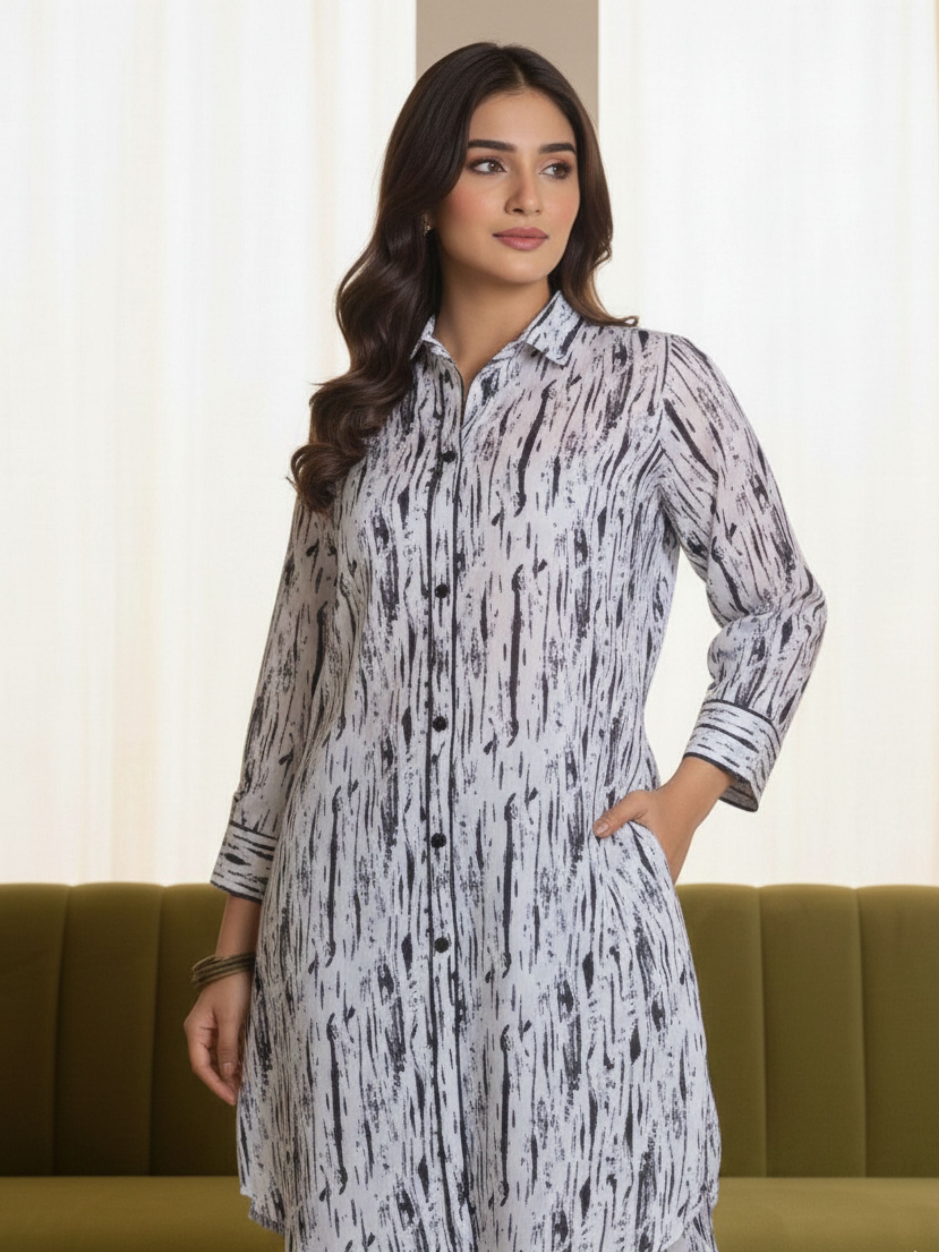 Charcoal Chic Co-ord Set with Black Details