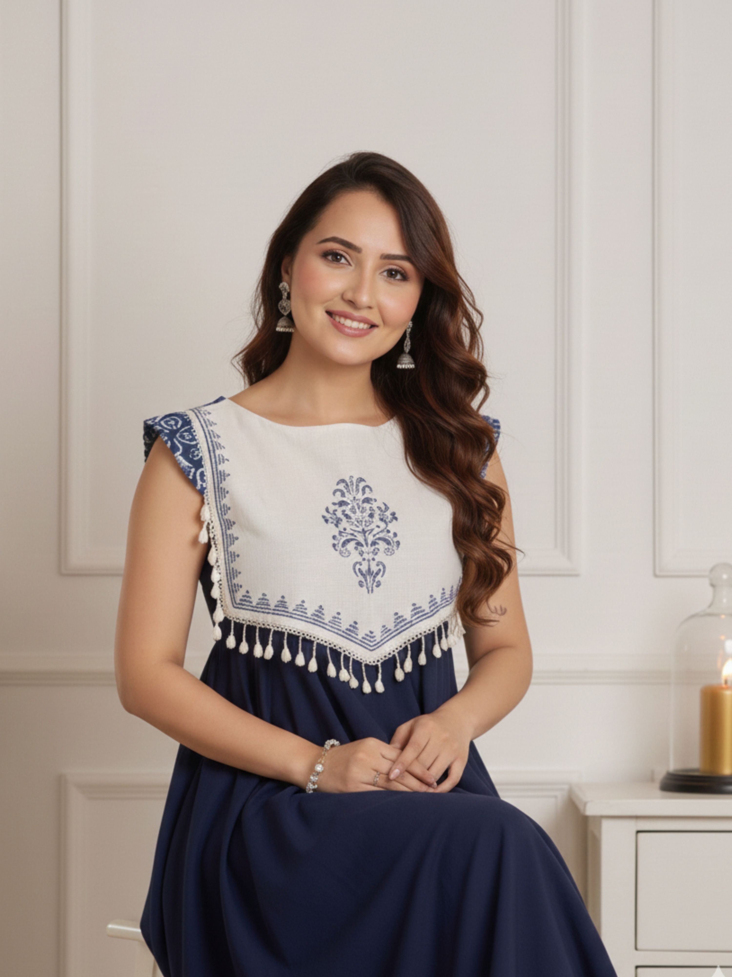 Marine Breeze Handloom Kurta Set