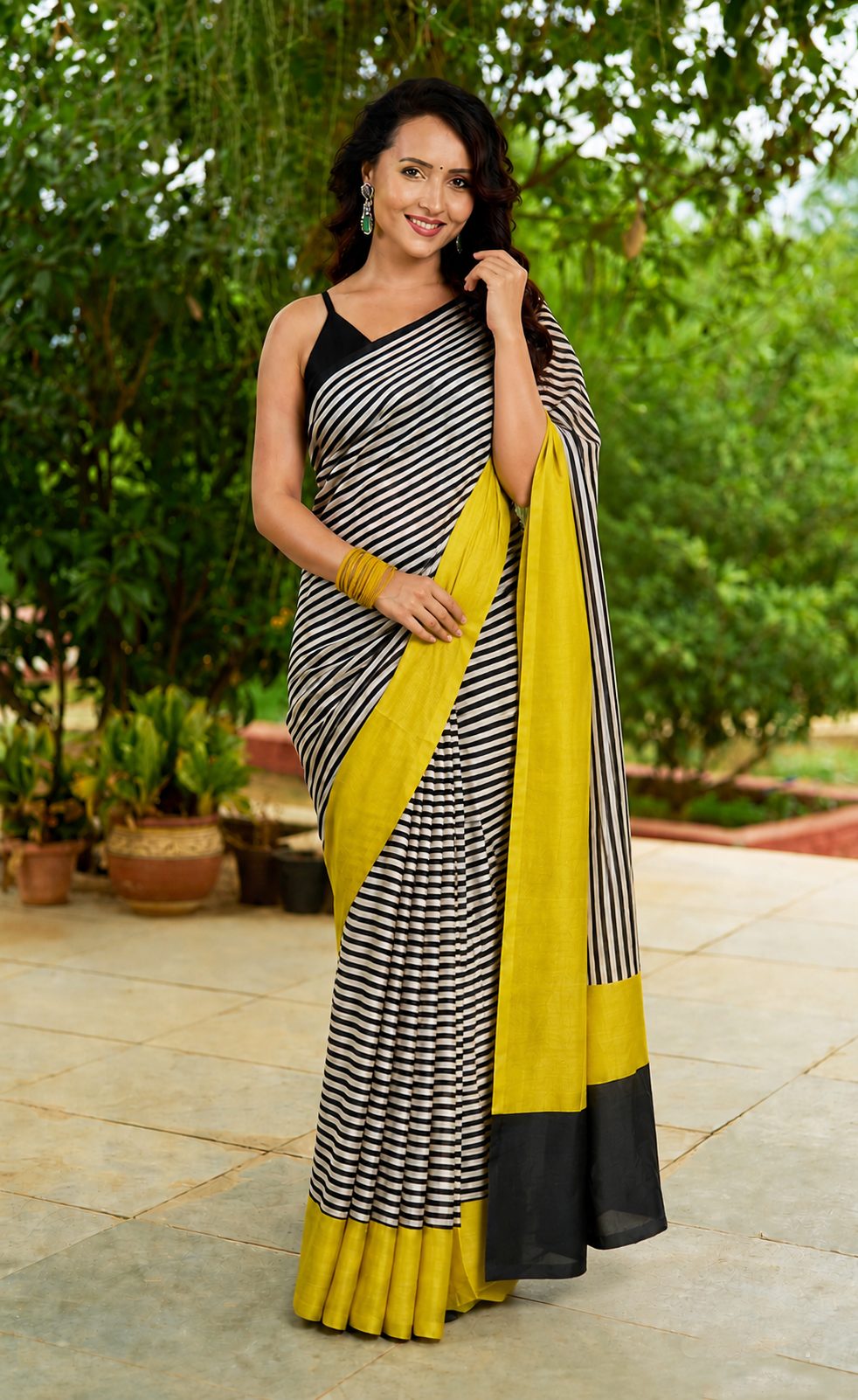 Varnika Lime Silk Hand painted Saree