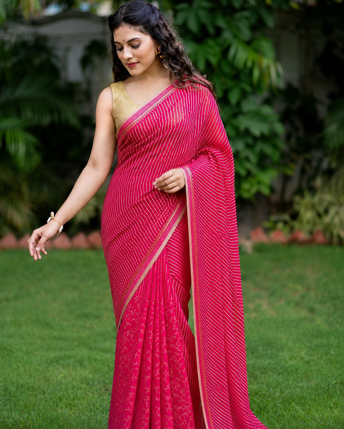 Artful Candy-Chanderi Block Print Saree