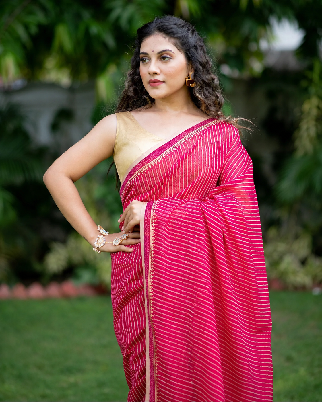 Artful Candy-Chanderi Block Print Saree