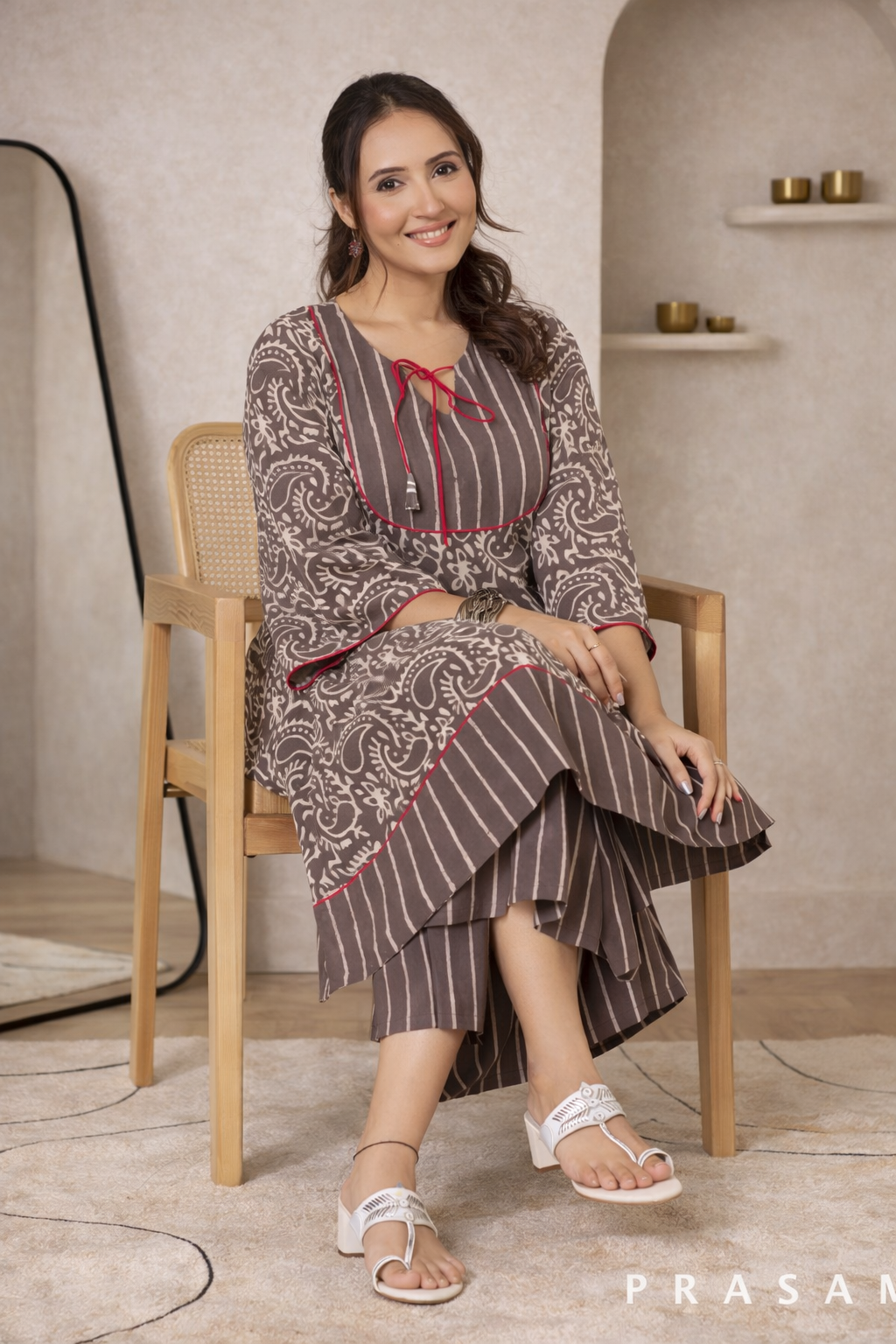 Bagru Sandstone Kurti Set