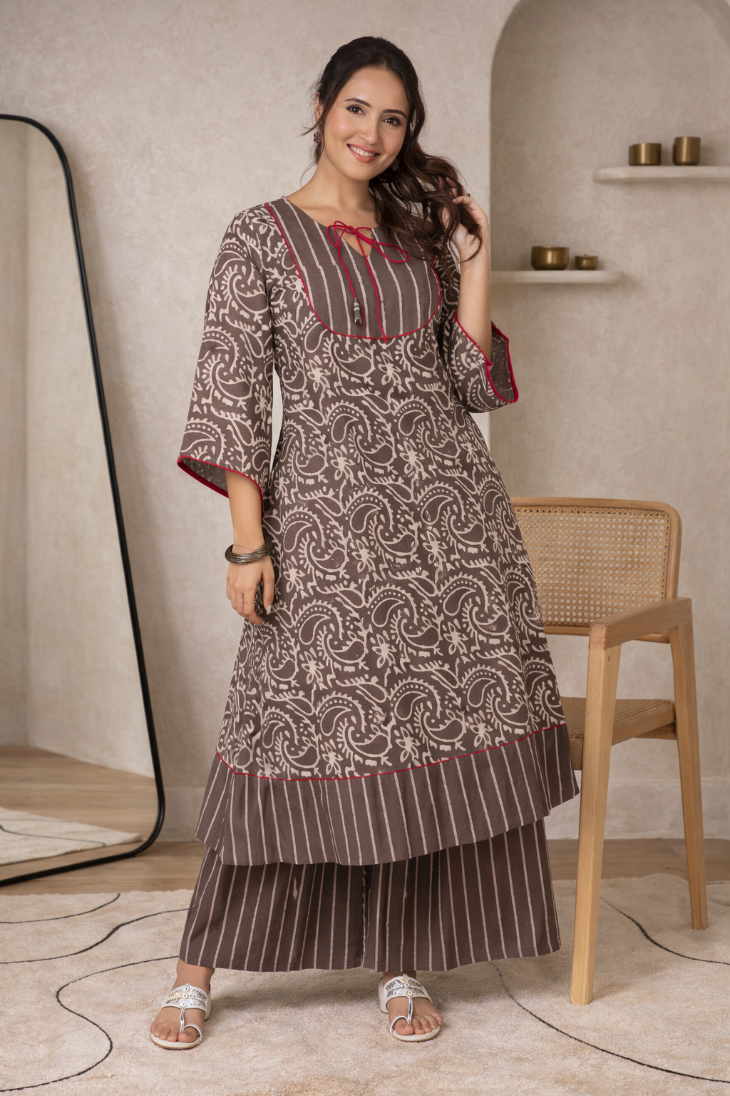 Bagru Sandstone Kurti Set