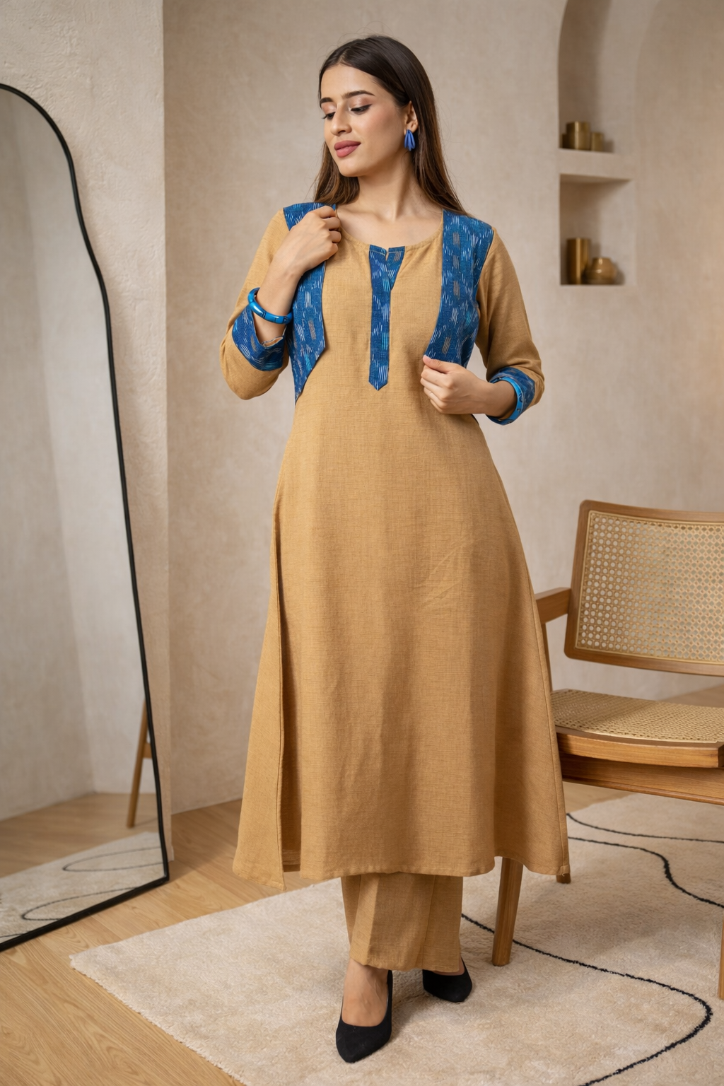 Desert Dune Handloom Ikat Kurta and Pant Set