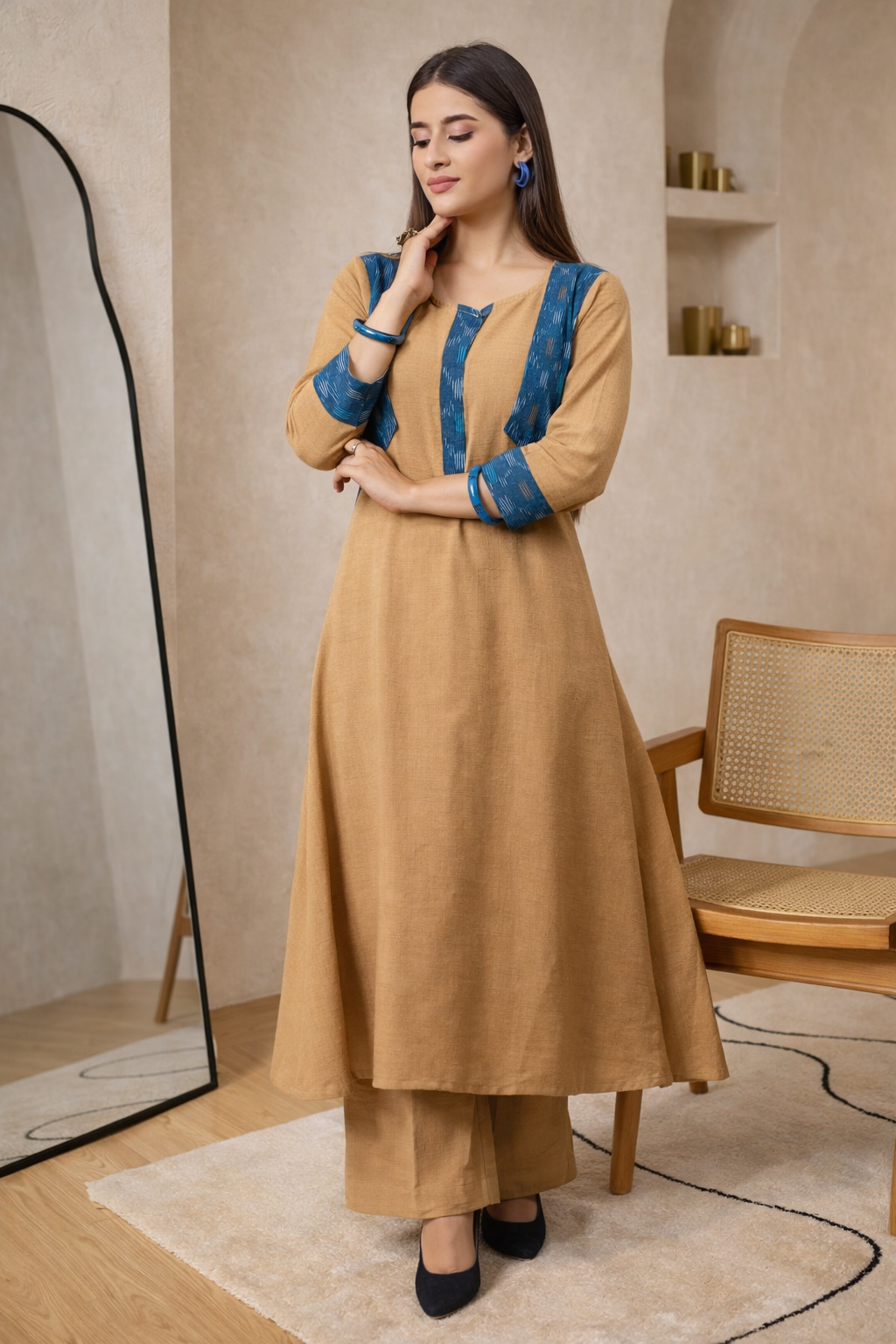 Desert Dune Handloom Ikat Kurta and Pant Set