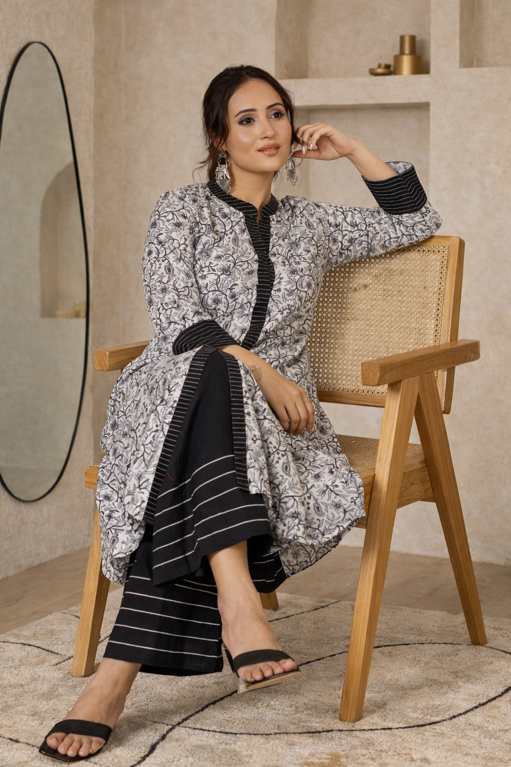 Ebony Floral A-Line Kurti