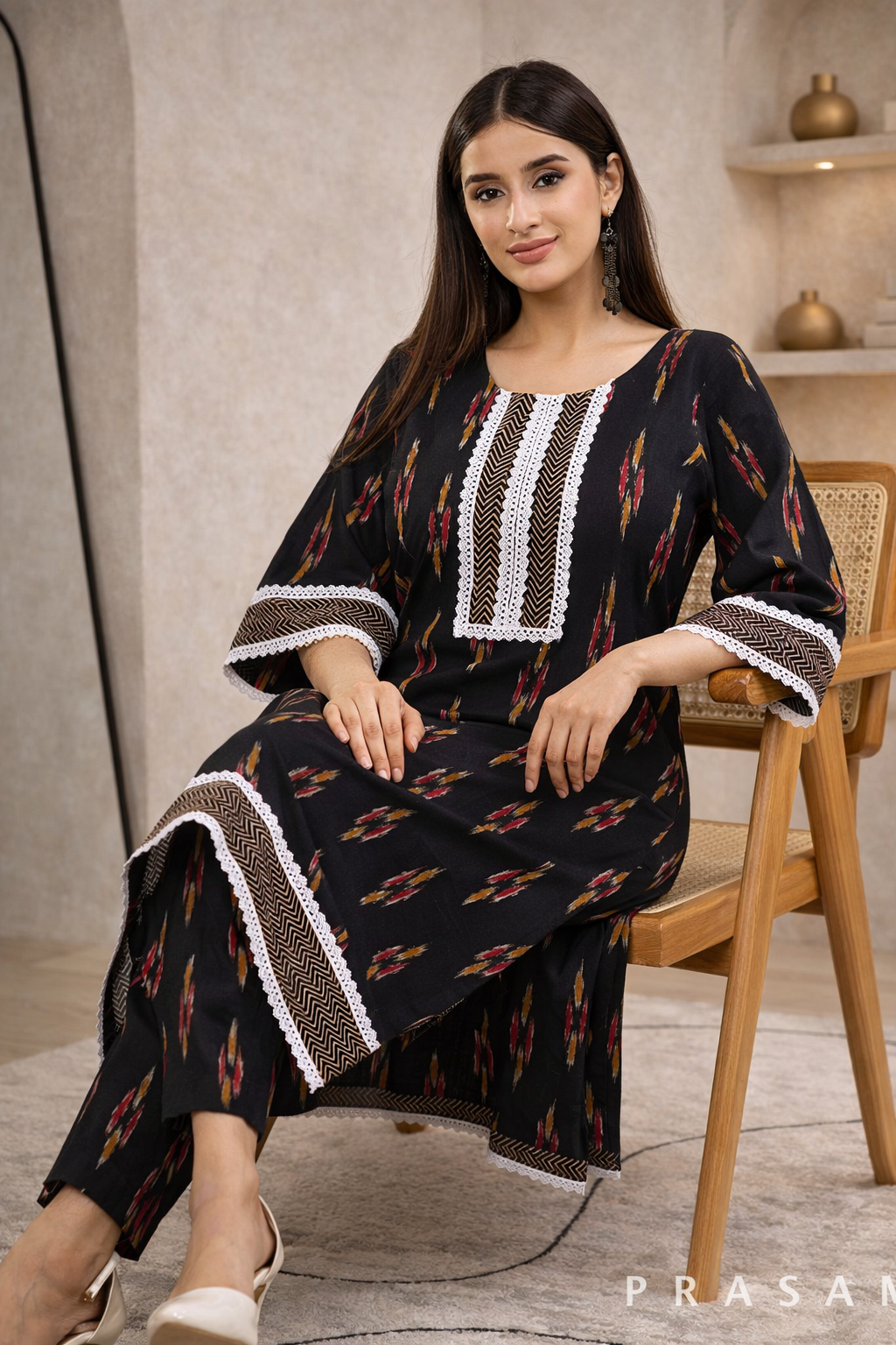 Ethereal Ikat Kurta Set