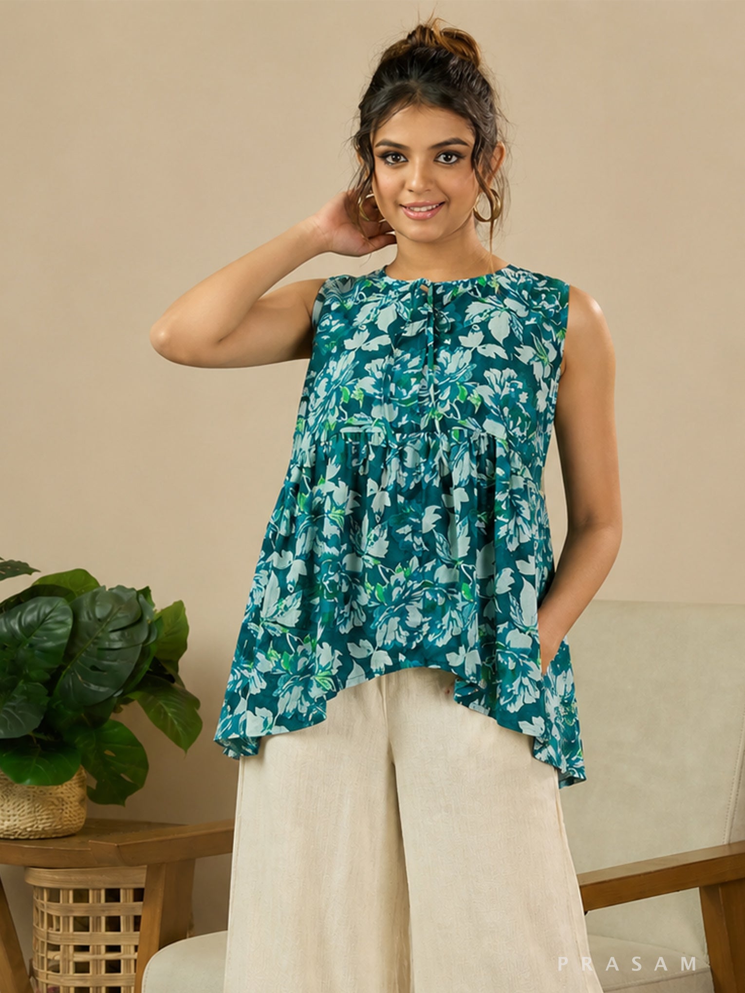 Tropical Petal Peplum Tunic