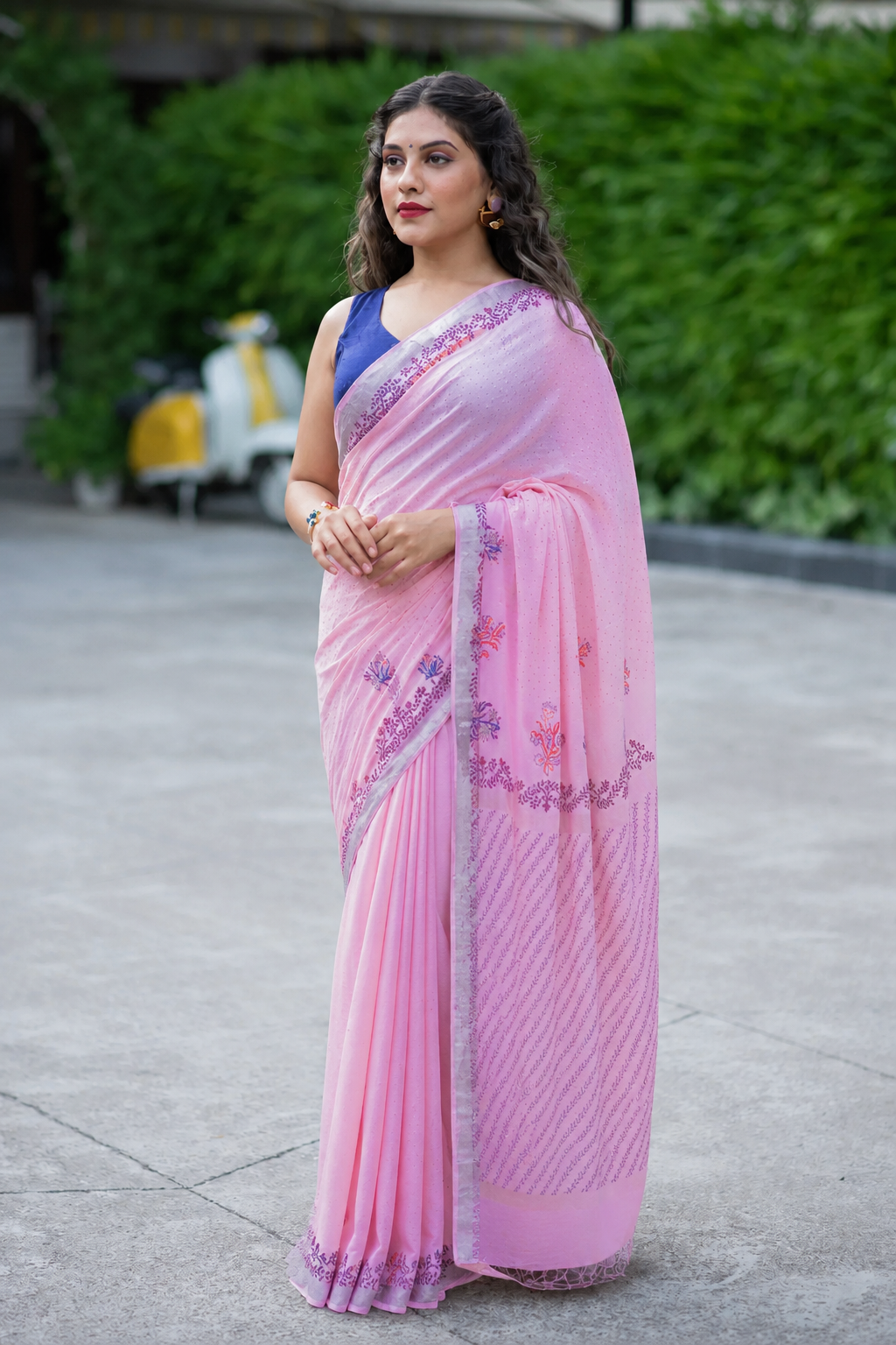Scented Rose Glow- Handwoven Hand Block Print Saree