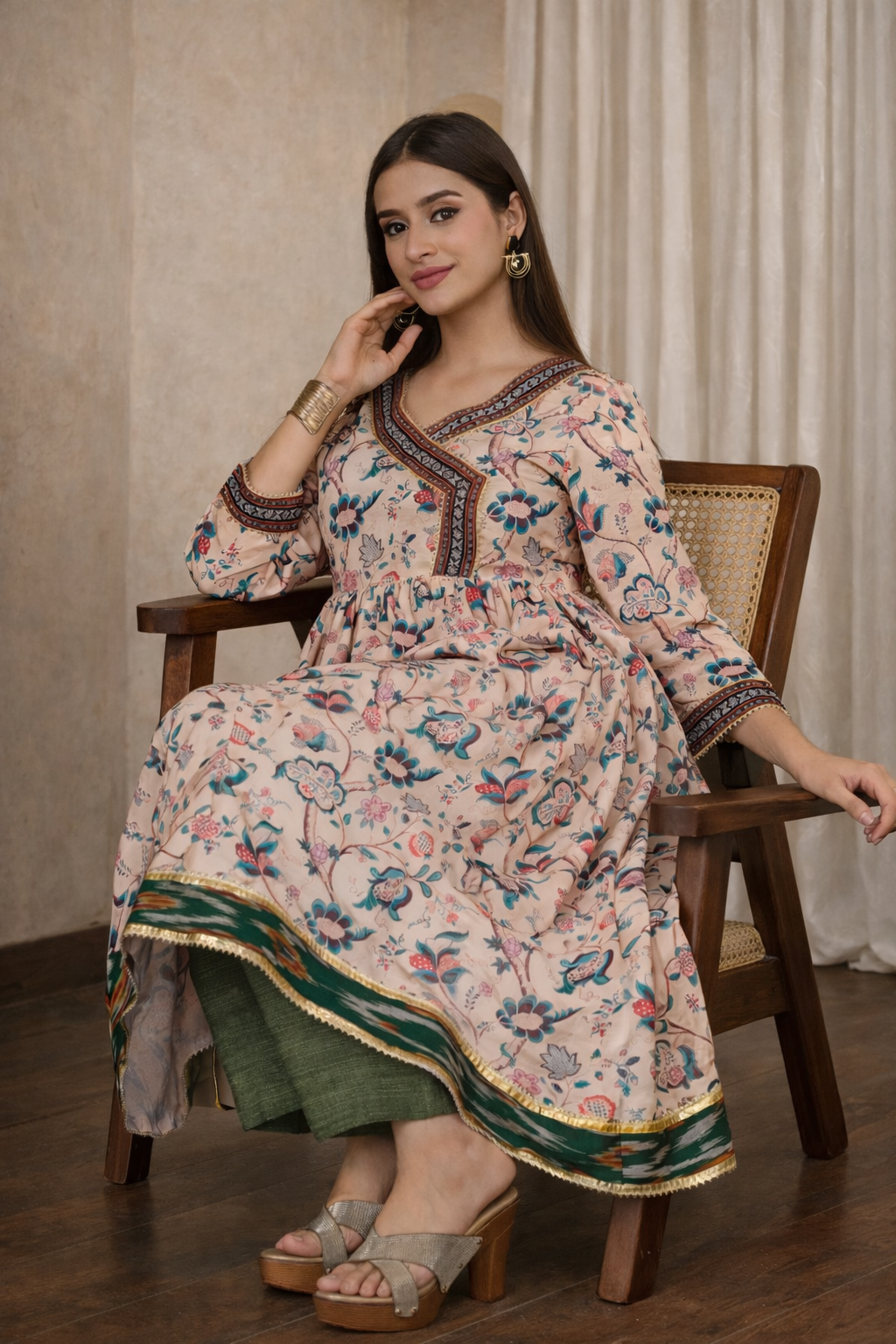 Verdant Blossom Angarakha Style Kurti