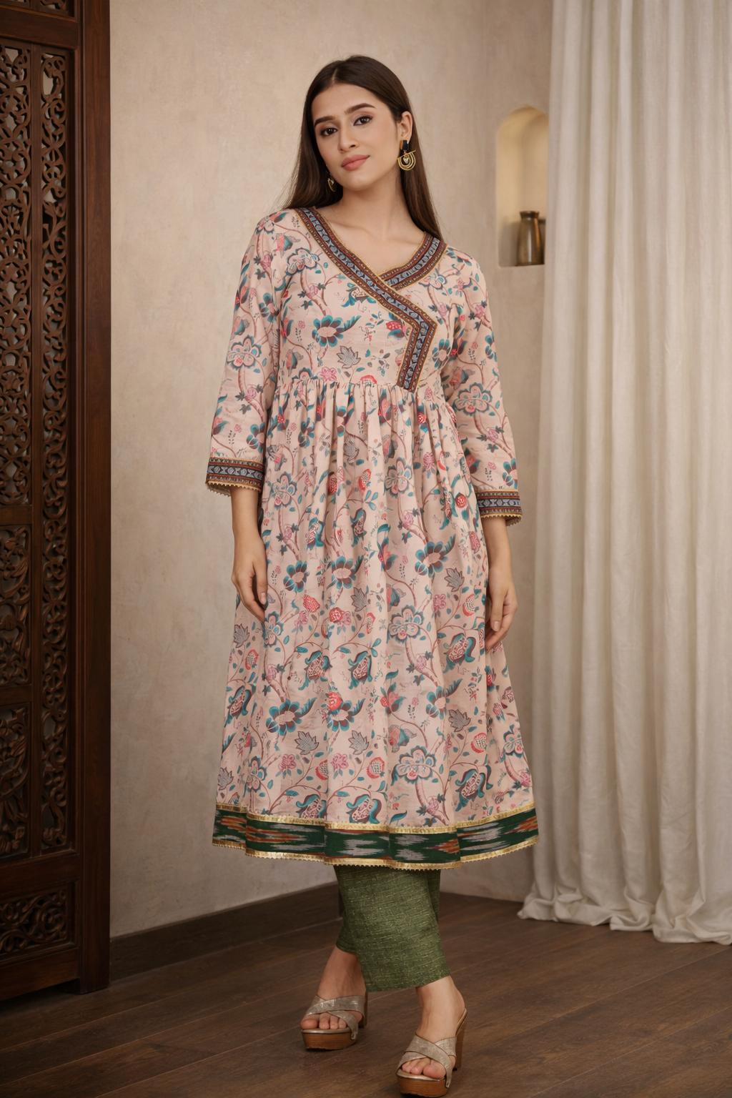 Verdant Blossom Angarakha Style Kurti