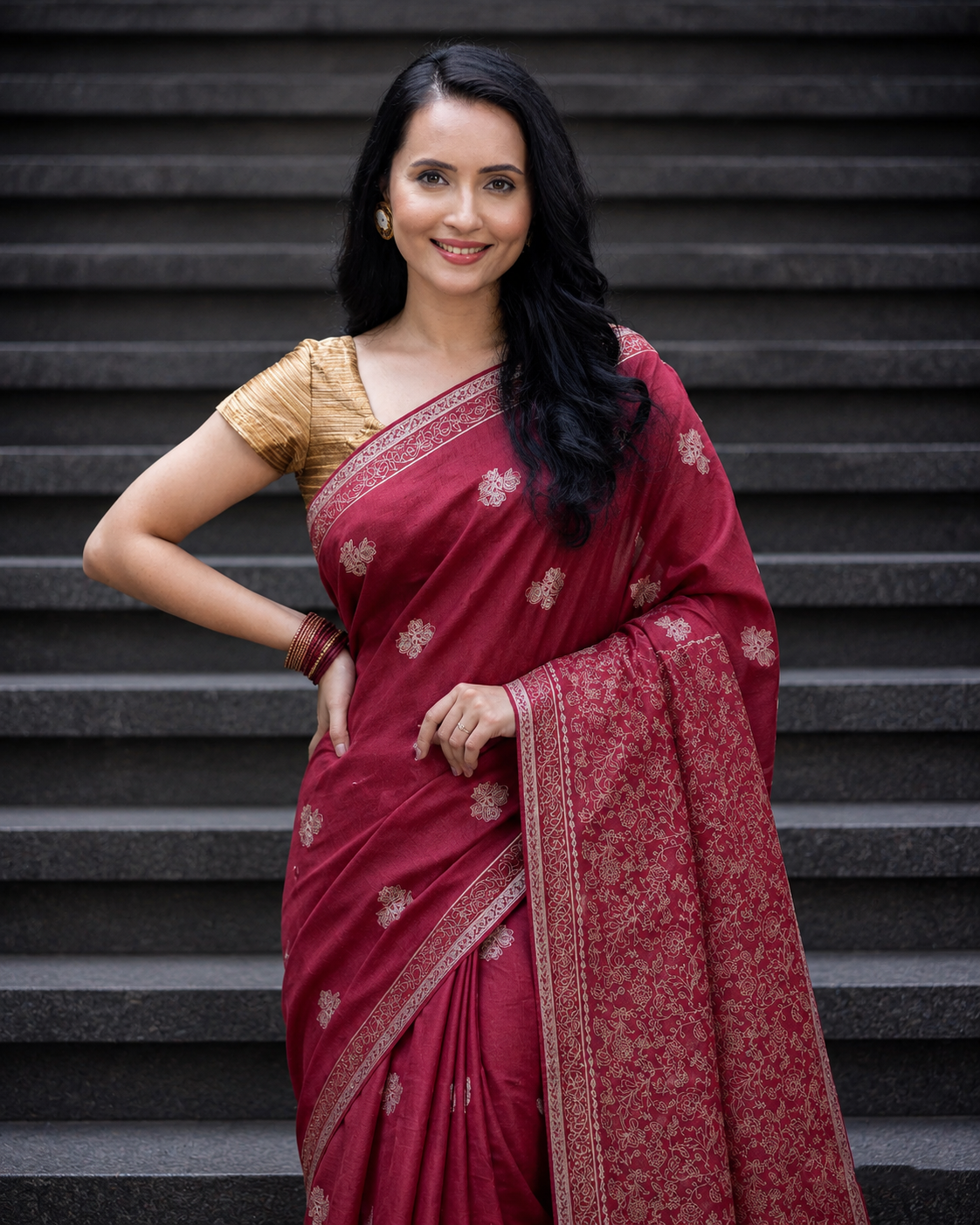 Native Transcript-Chanderi Block Print Saree