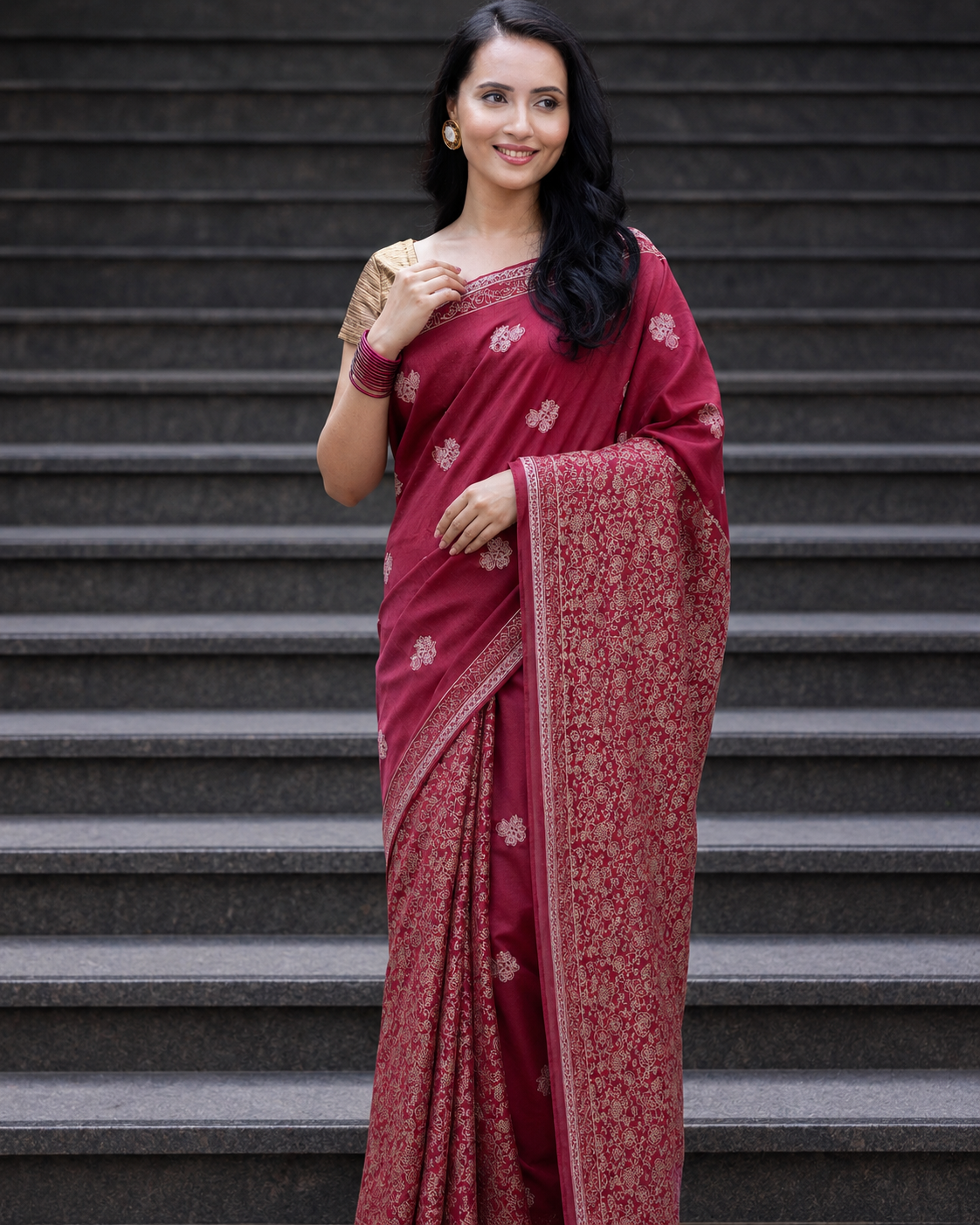 Native Transcript-Chanderi Block Print Saree