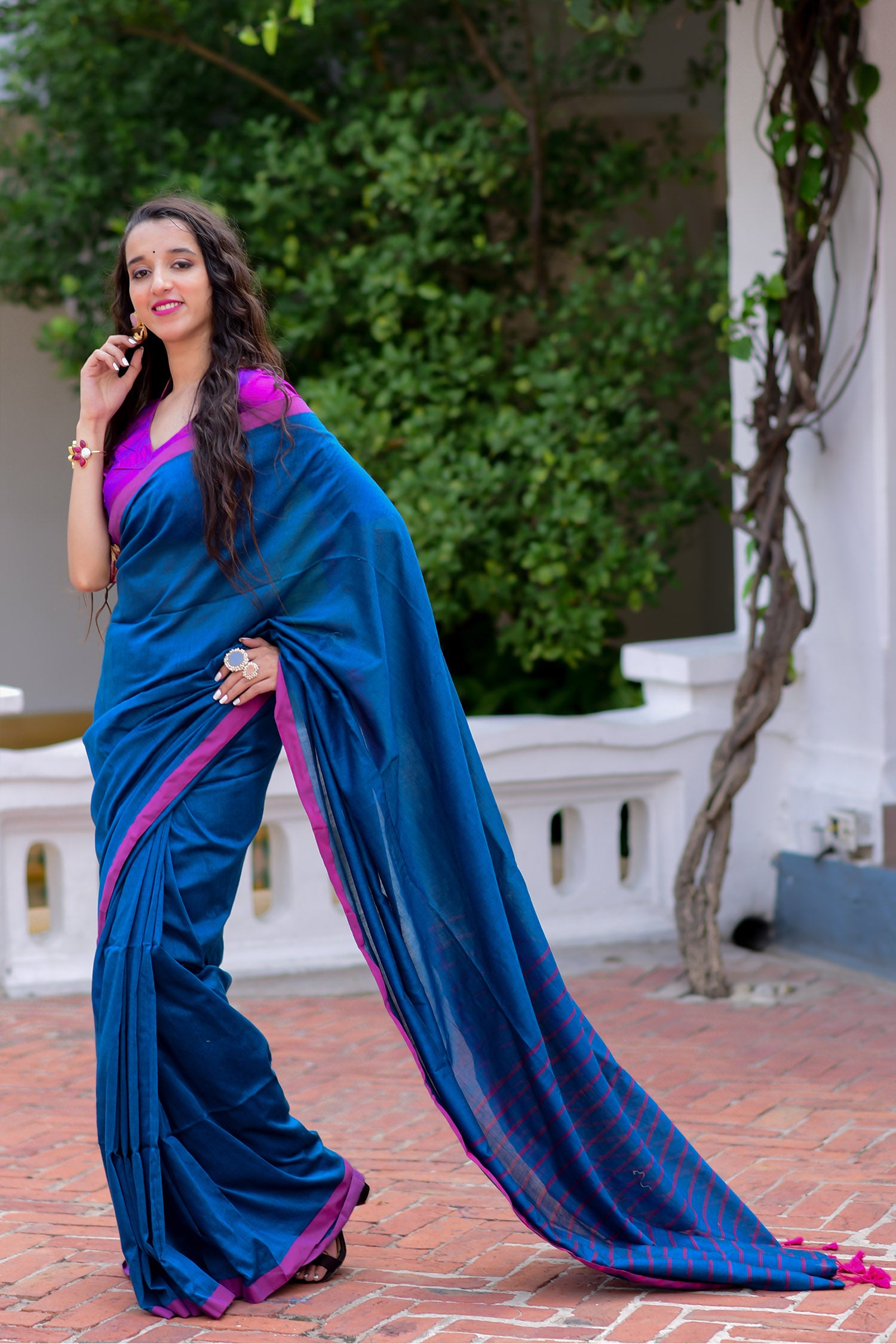 Joyful Ballad-Cotton Handwoven Saree Prasam Crafts