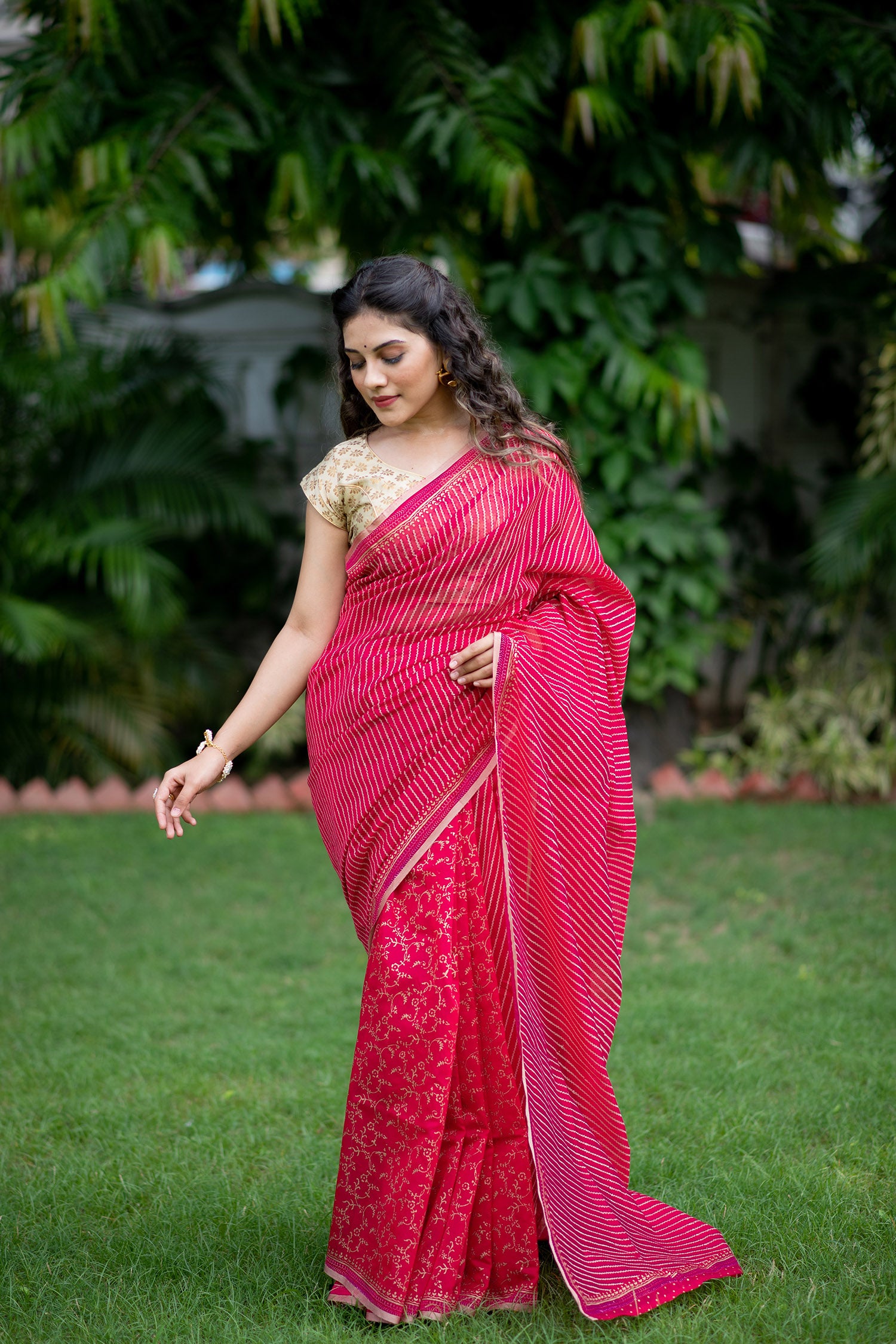 Artful Candy Chanderi Handblock print Saree Prasamcrafts Handcrafted Festive Workwear Dailywear