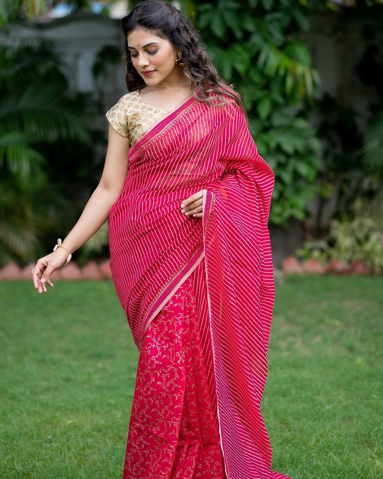 Artful Candy Chanderi Handblock print Saree Prasamcrafts Handcrafted Festive Workwear Dailywear