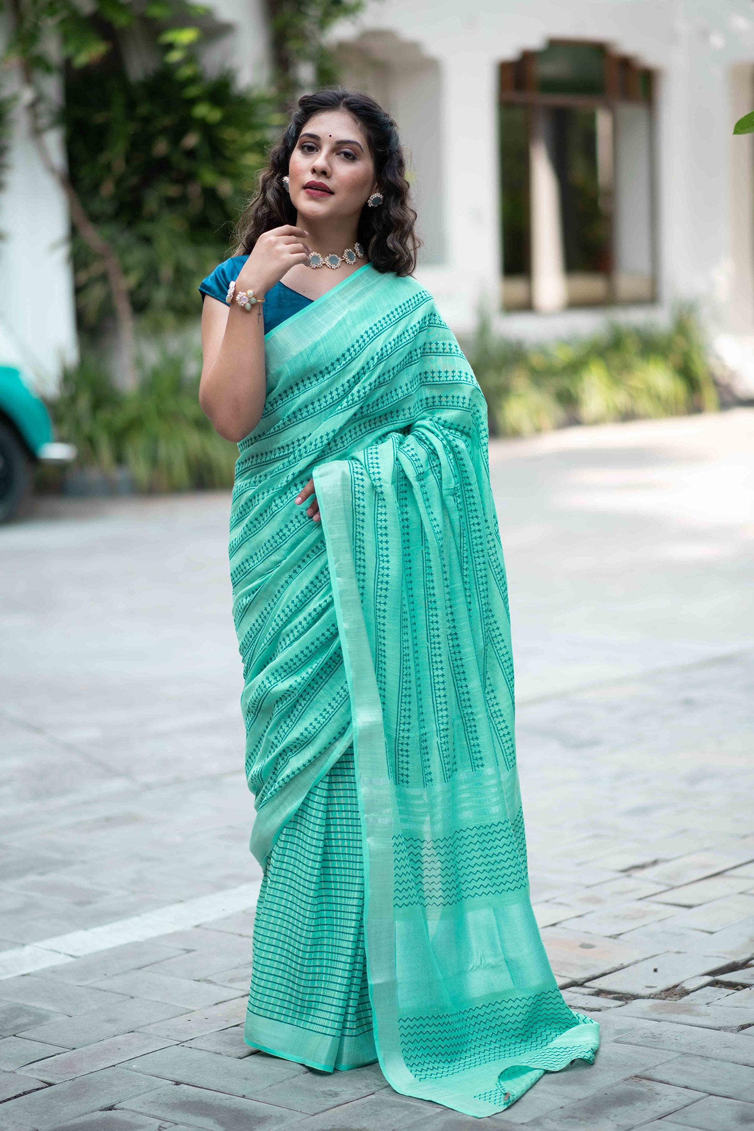 Fog Dust Cotton handblock print Saree Prasamcrafts Handcrafted Festive Workwear Dailywear
