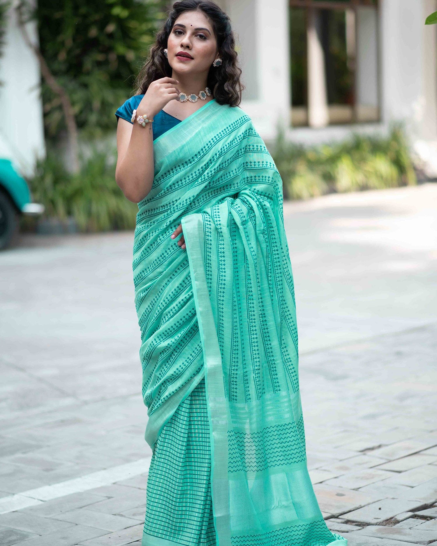 Fog Dust Cotton handblock print Saree Prasamcrafts Handcrafted Festive Workwear Dailywear