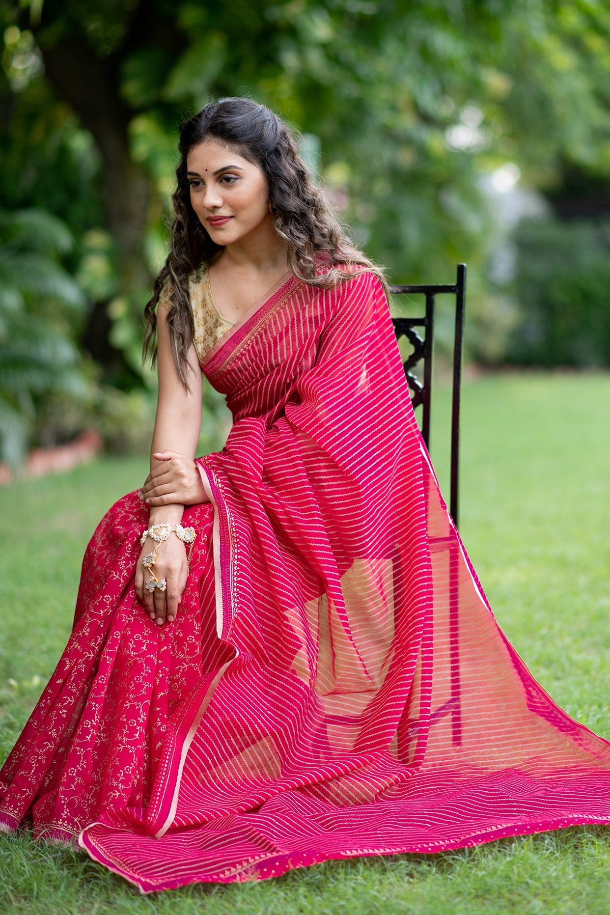 Artful Candy Chanderi Handblock print Saree Prasamcrafts Handcrafted Festive Workwear Dailywear