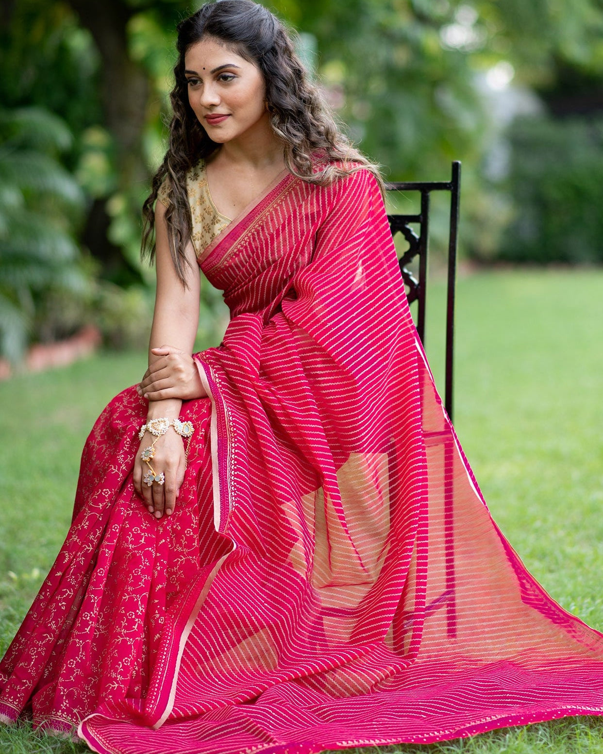 Artful Candy Chanderi Handblock print Saree Prasamcrafts Handcrafted Festive Workwear Dailywear