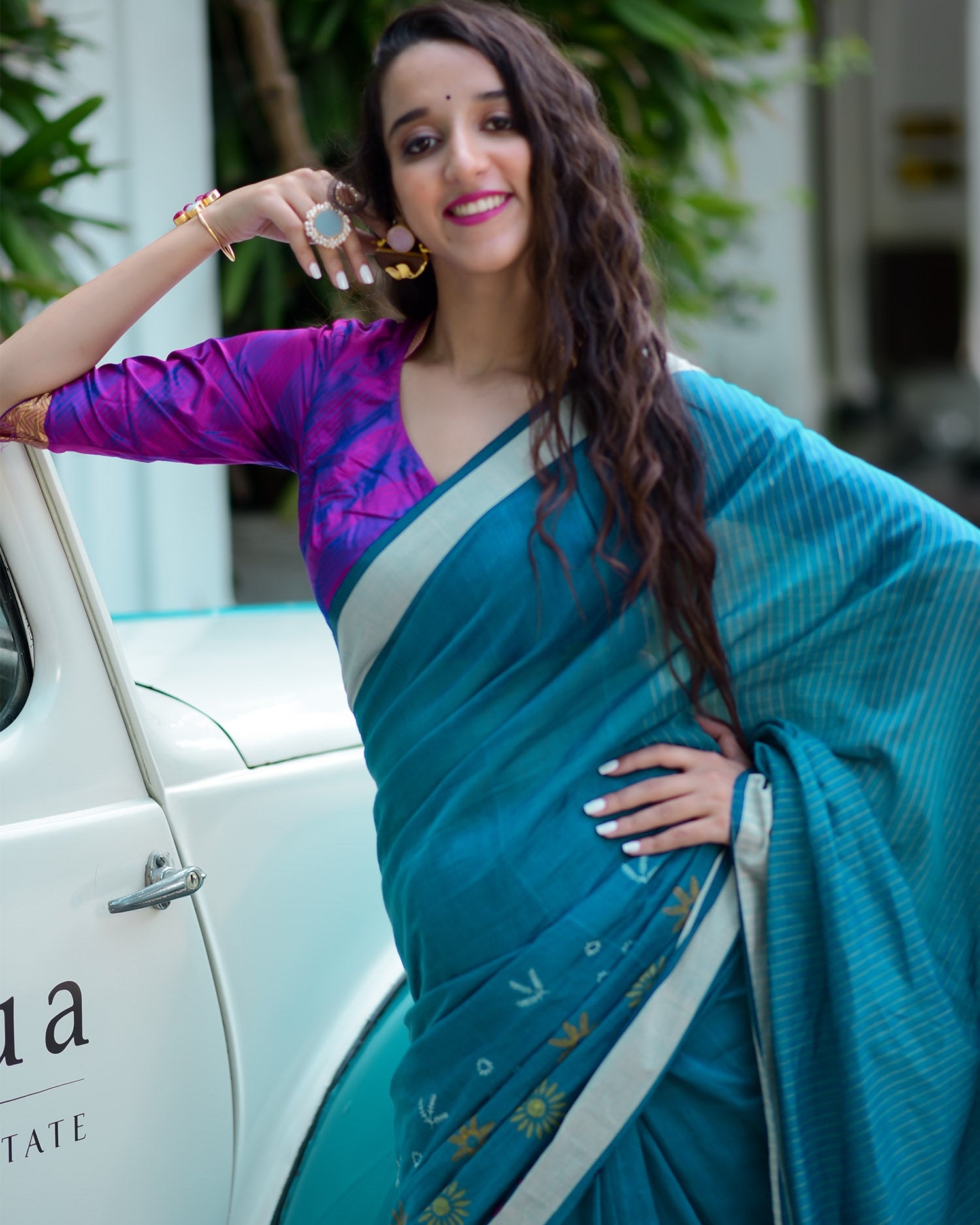 Forget Me Not -Cotton Block Print Saree