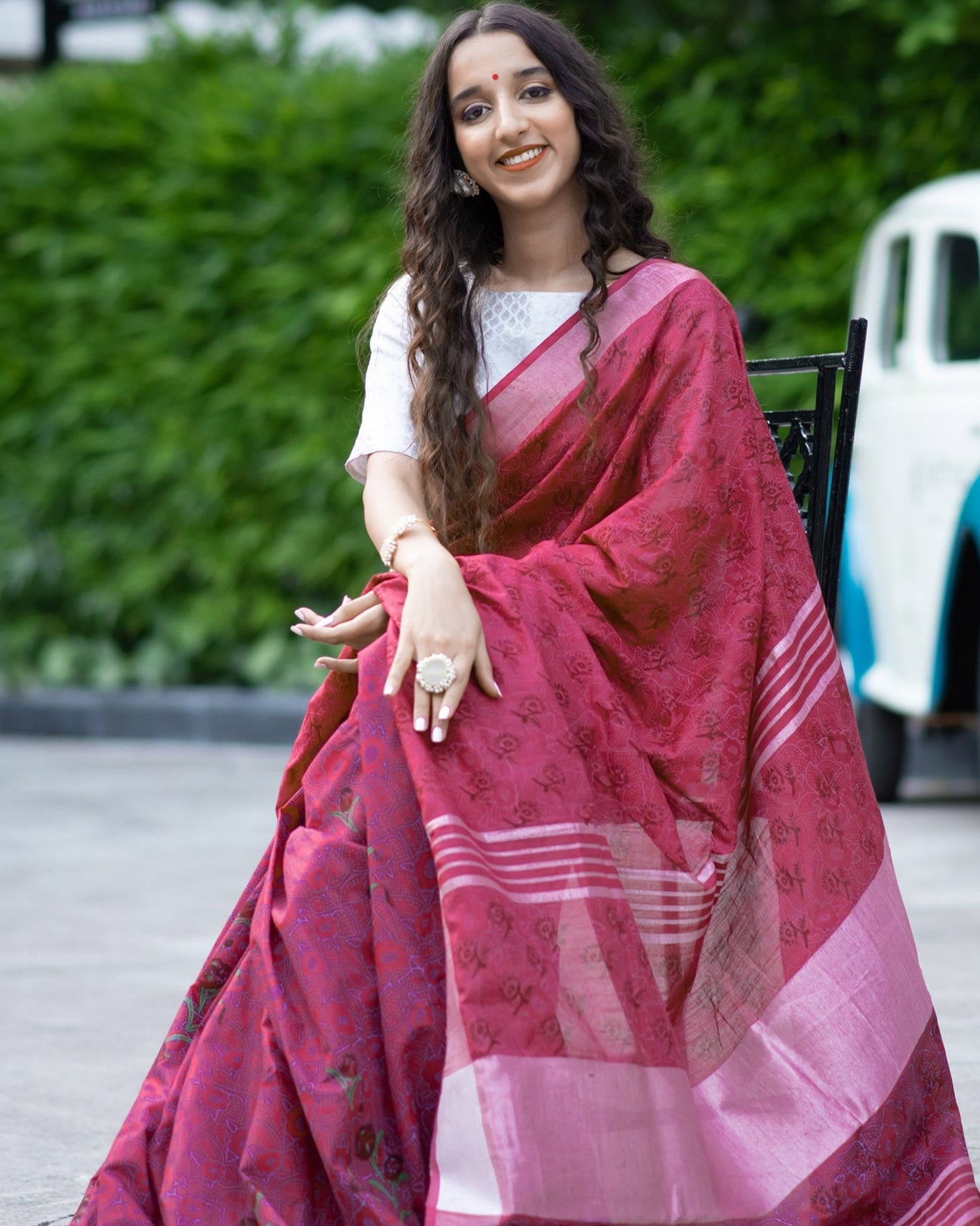 Melodic Maroon Cotton handblock print Saree Prasamcrafts Handcrafted Festive Workwear Dailywear