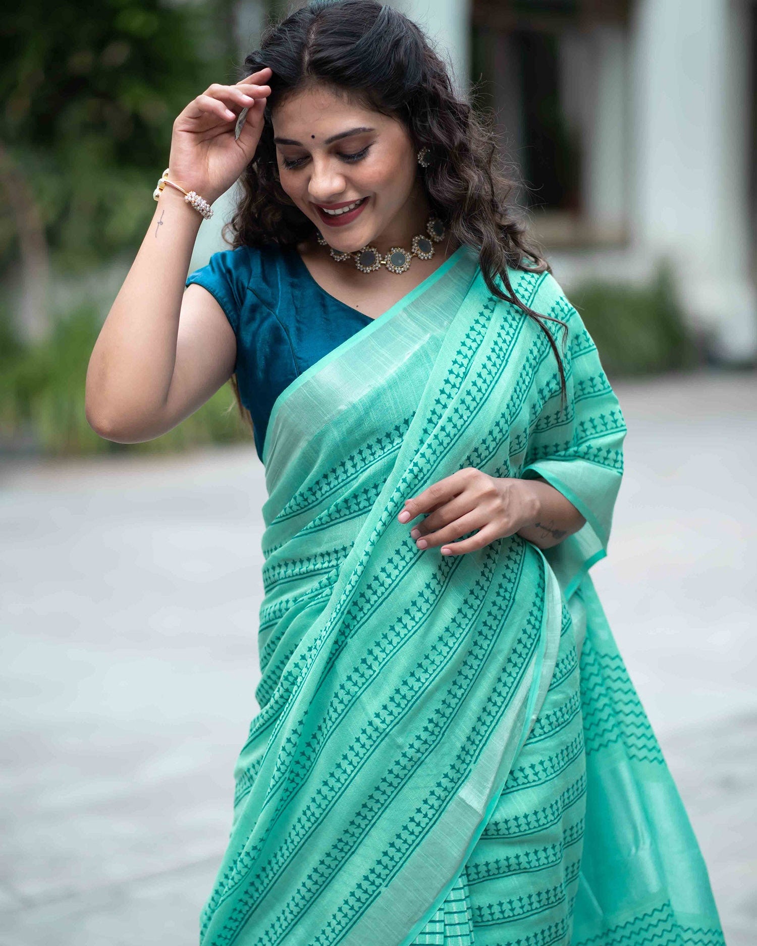 Fog Dust Cotton handblock print Saree Prasamcrafts Handcrafted Festive Workwear Dailywear