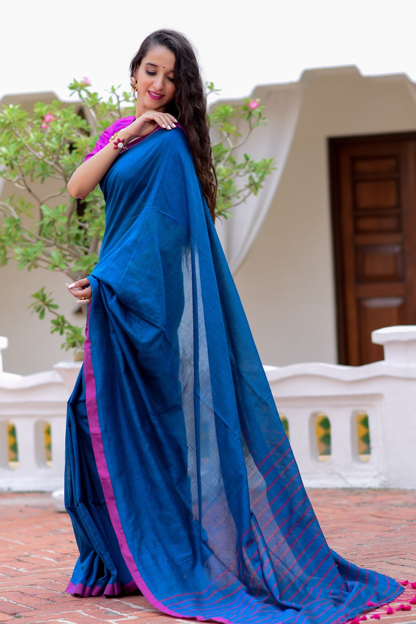 Joyful Ballad-Cotton Handwoven Saree Prasam Crafts