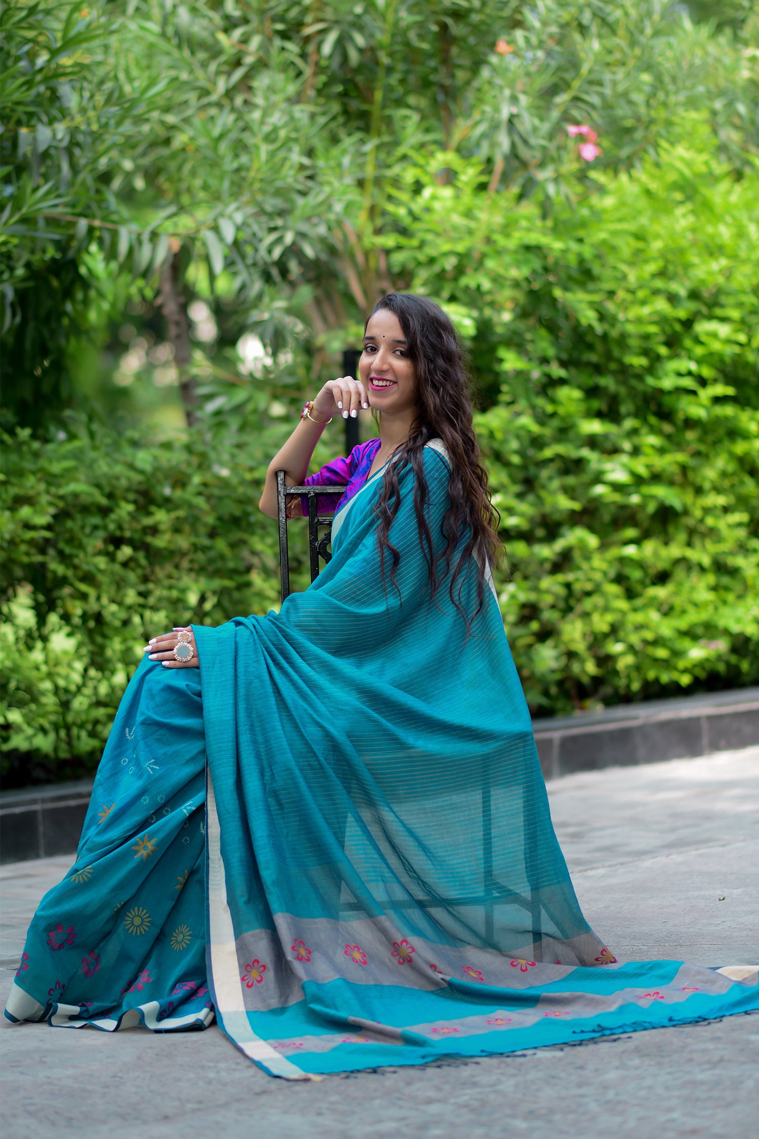 Forget Me Not -Cotton Block Print Saree