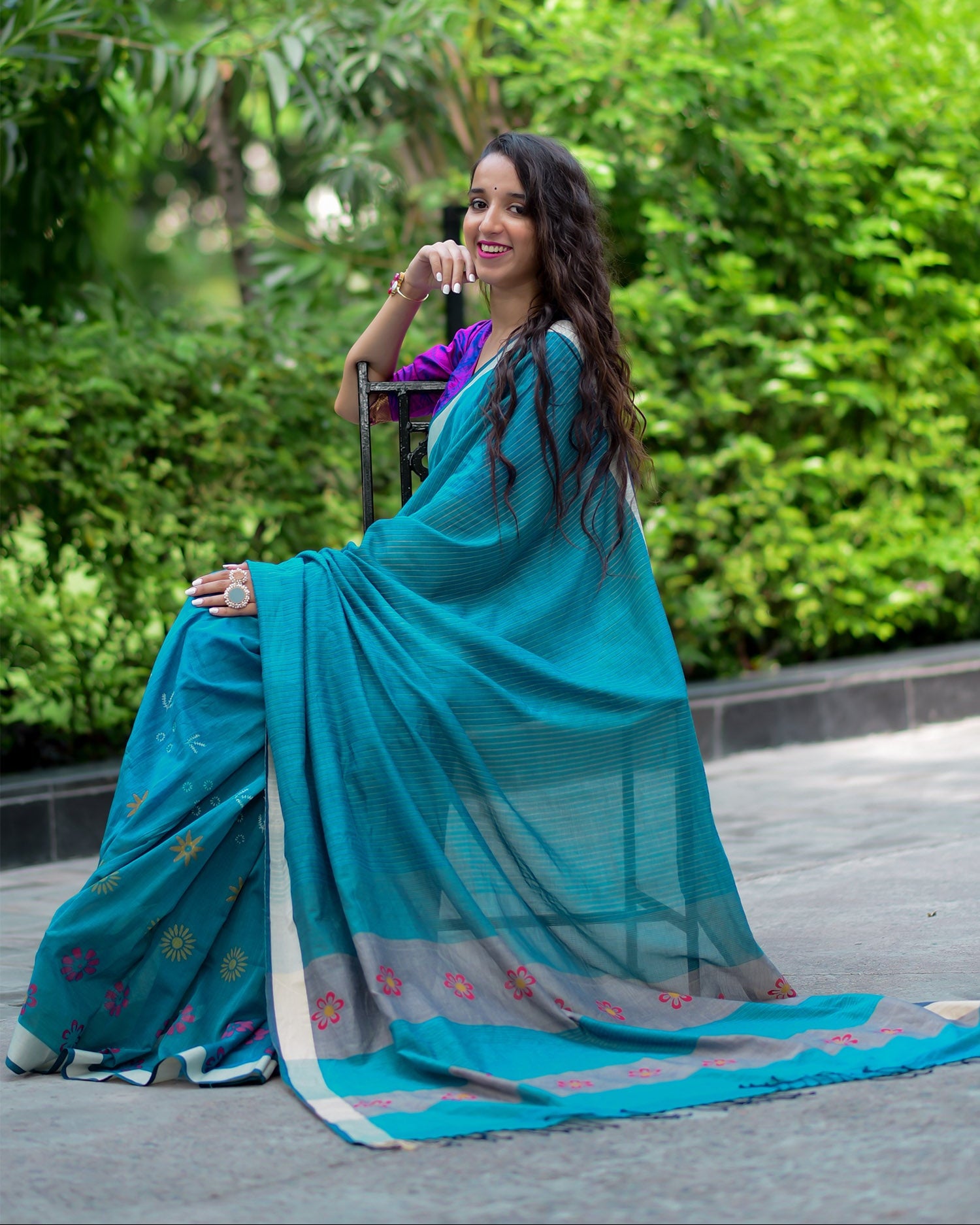 Forget Me Not -Cotton Block Print Saree