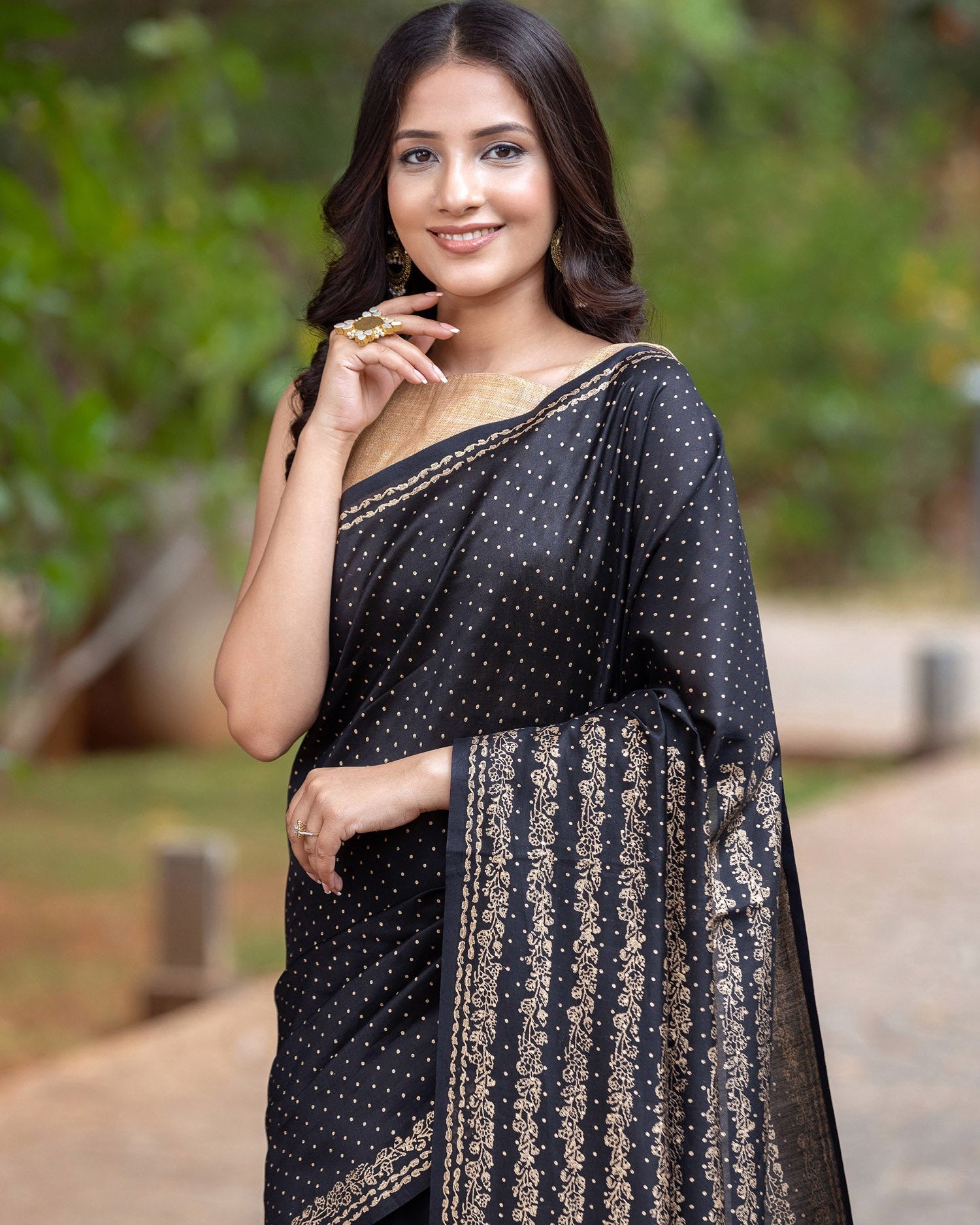 Sparkle twinkle-Chanderi Block Print Saree Prasam Crafts