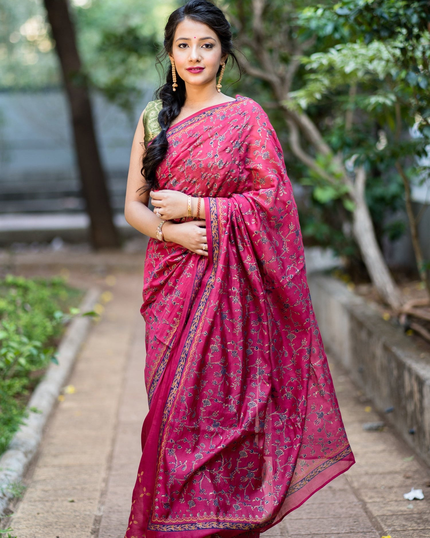 Dynamic Flora Silk Modal Handblock Print Saree Prasamcrafts Handcrafted Festive Workwear Dailywear