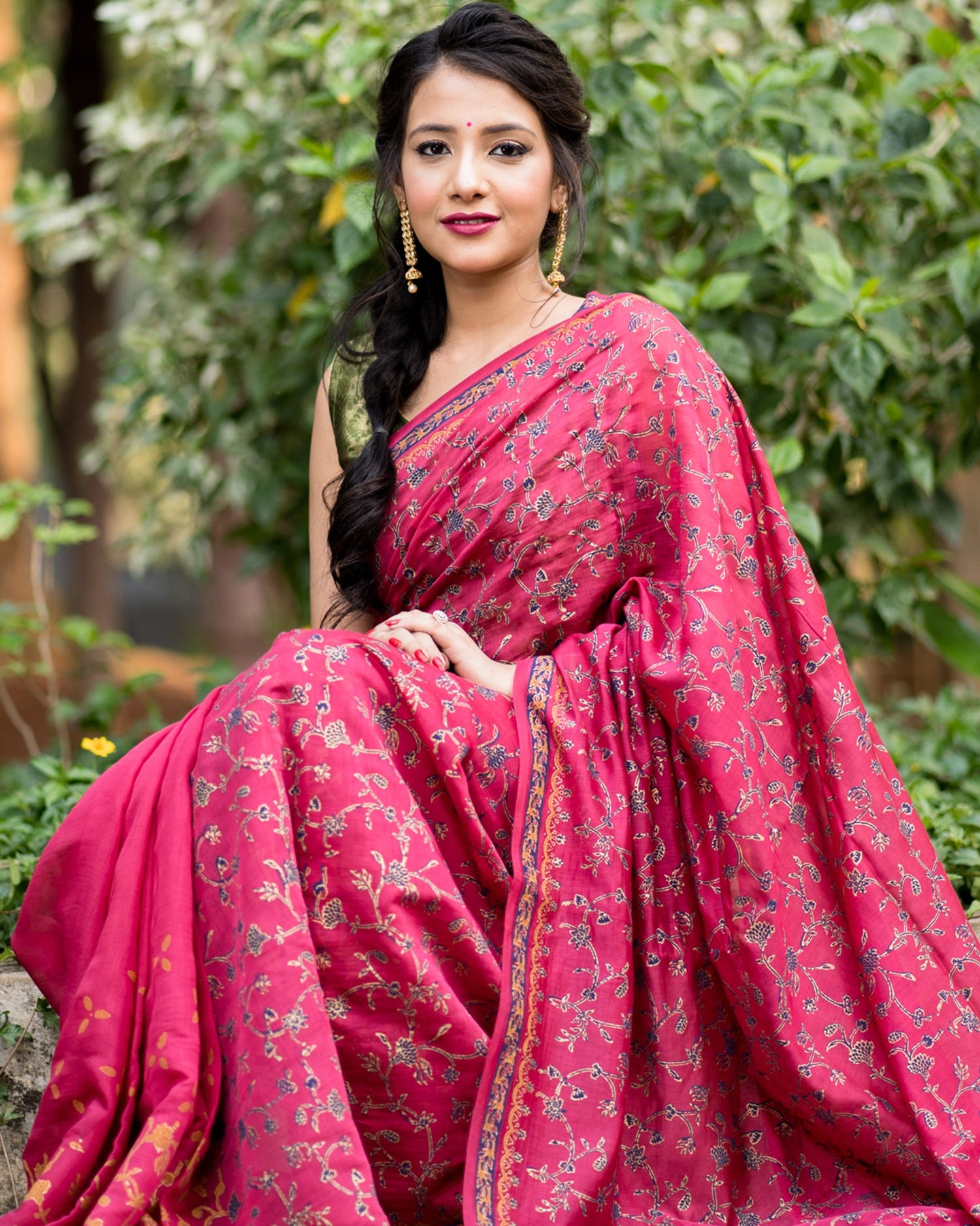 Dynamic Flora Silk Modal Handblock Print Saree Prasamcrafts Handcrafted Festive Workwear Dailywear