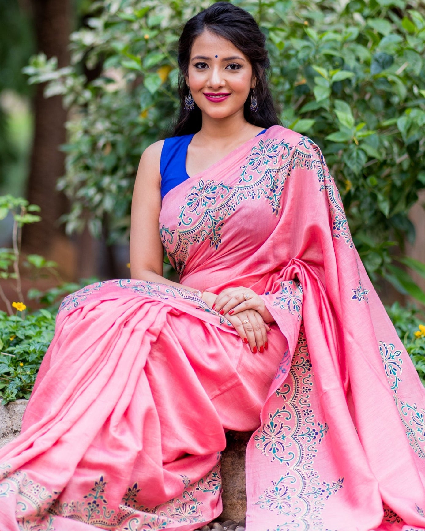 Pastel Decor Chanderi Handblock Print Saree Prasamcrafts Handcrafted Festive Workwear Dailywear