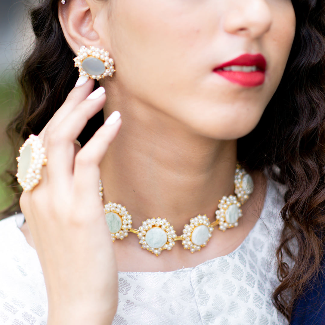 Pearl Daisy Artisanal Stud Earring