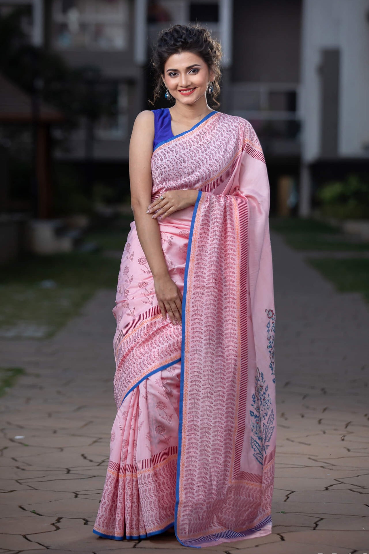 Beloved Scents Silk Modal handblock print Saree Prasamcrafts Handcrafted Festivewear