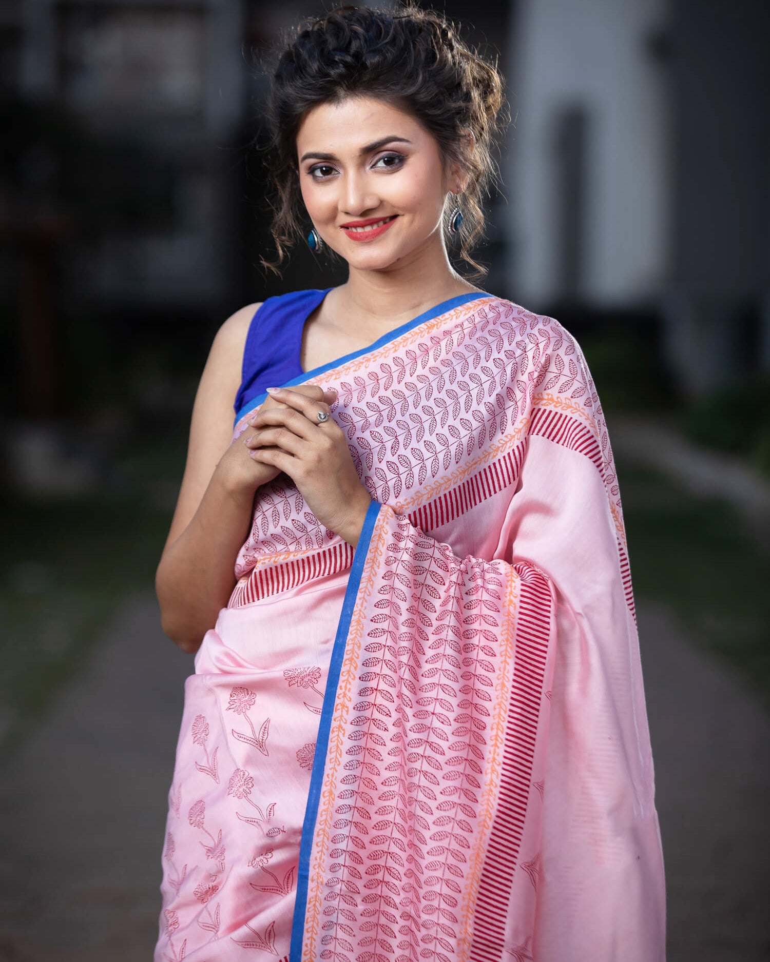 Beloved Scents Silk Modal handblock print Saree Prasamcrafts Handcrafted Festivewear