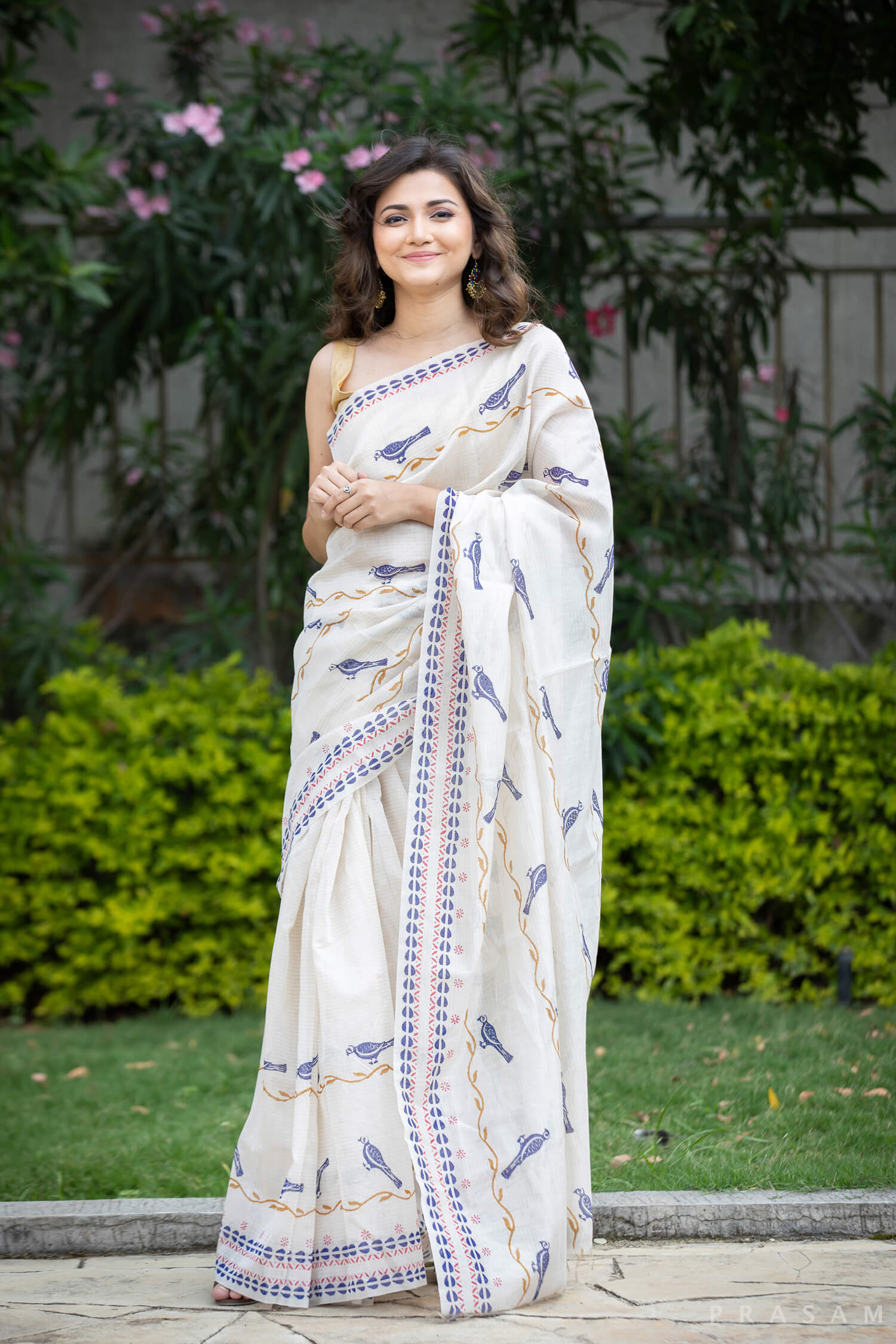 Distinct Mornings Chanderi Handblock Print Saree Prasamcrafts Handcrafted Festive Workwear Dailywear
