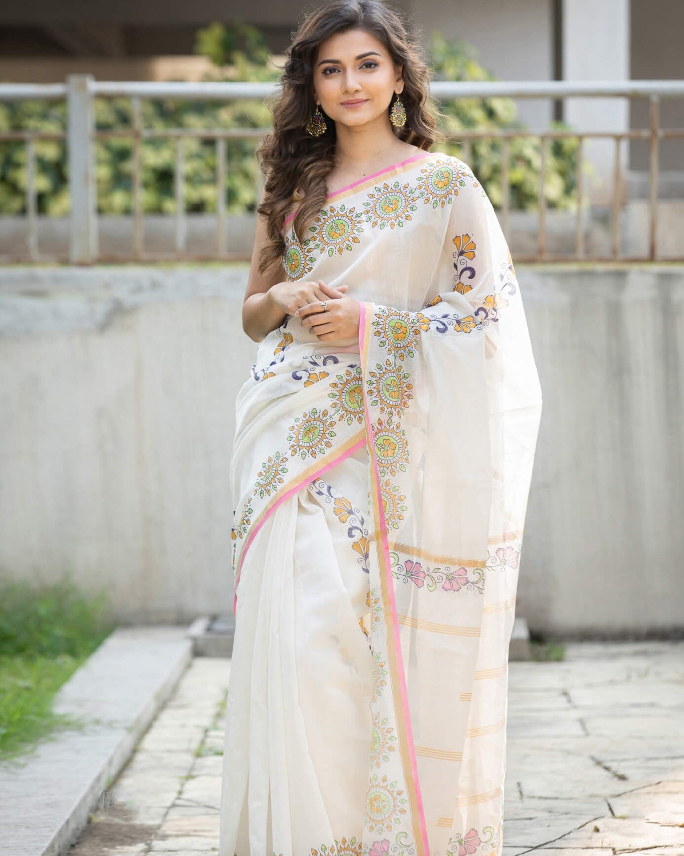 Flamboyant Vines Chanderi Handblock Print Saree Prasamcrafts Handcrafted Festive Workwear Dailywear