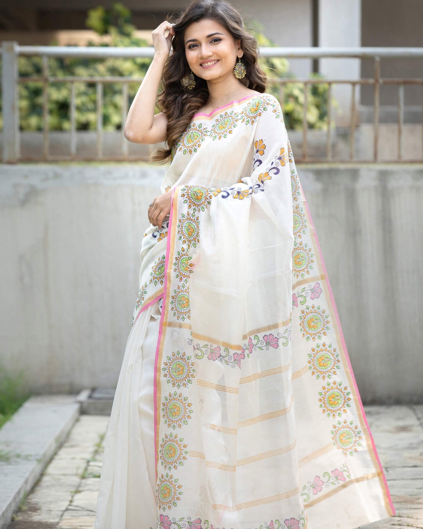 Flamboyant Vines Chanderi Handblock Print Saree Prasamcrafts Handcrafted Festive Workwear Dailywear