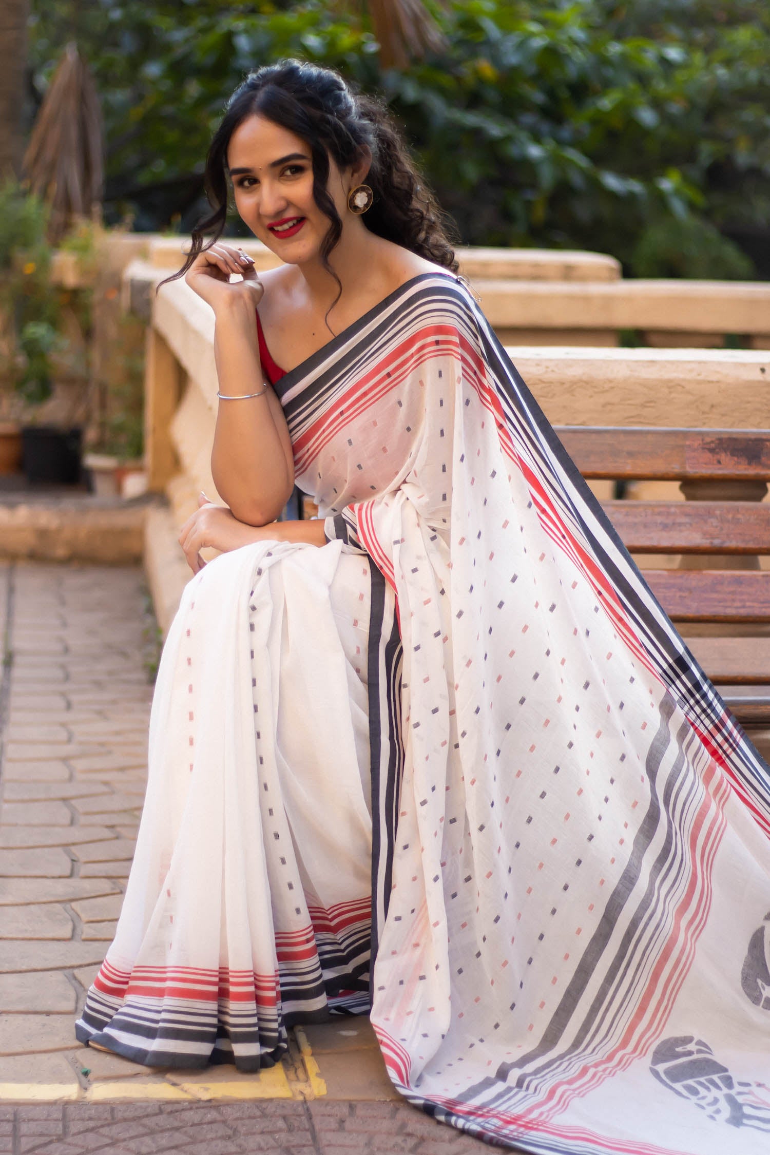 Flip Flop-Handwoven Cotton Jamdani Saree Prasam Crafts