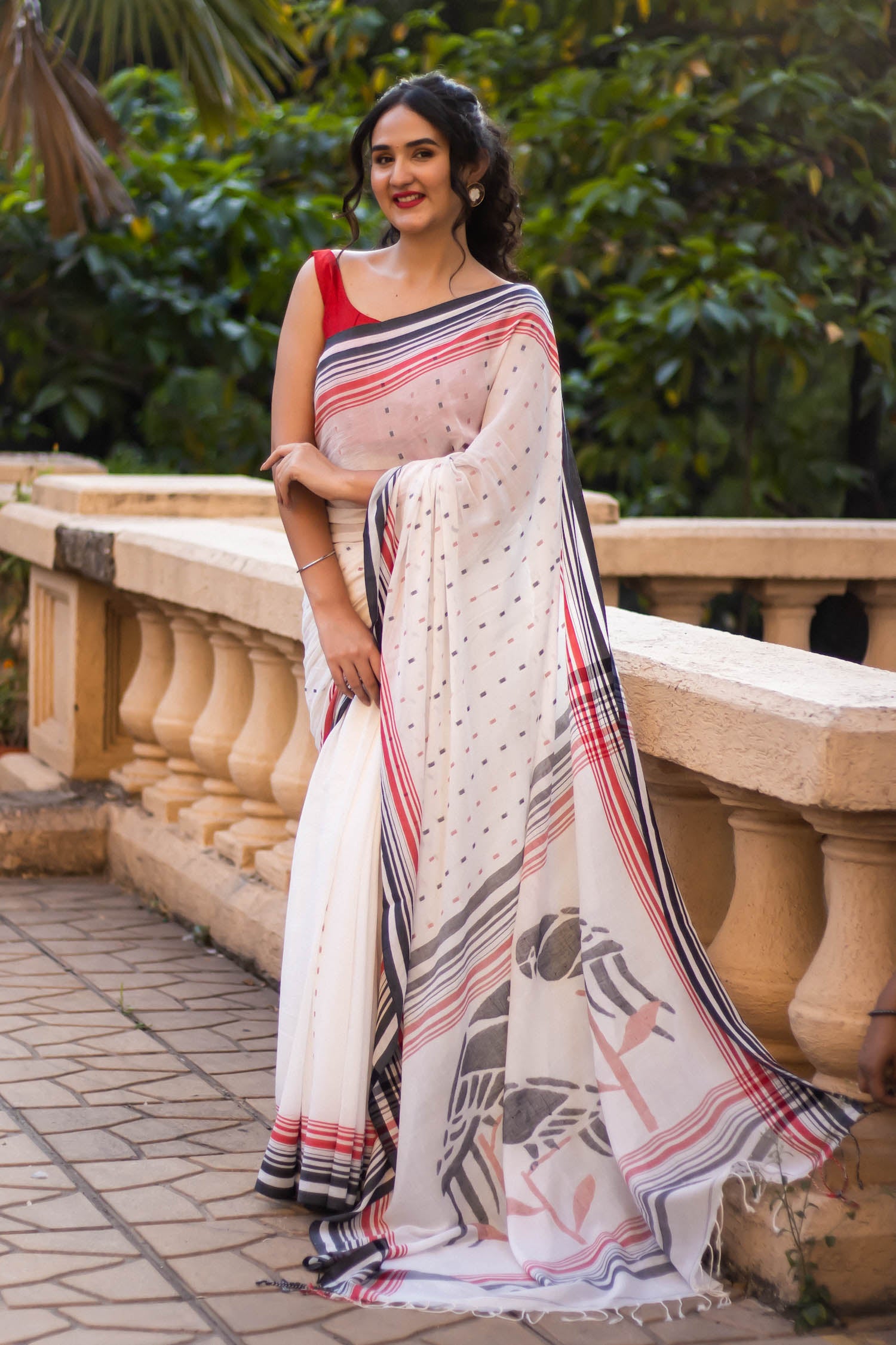 Flip Flop-Handwoven Cotton Jamdani Saree Prasam Crafts