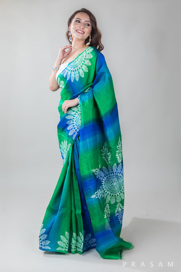 Asthetic Ombre-Hand Batik Silk Saree
