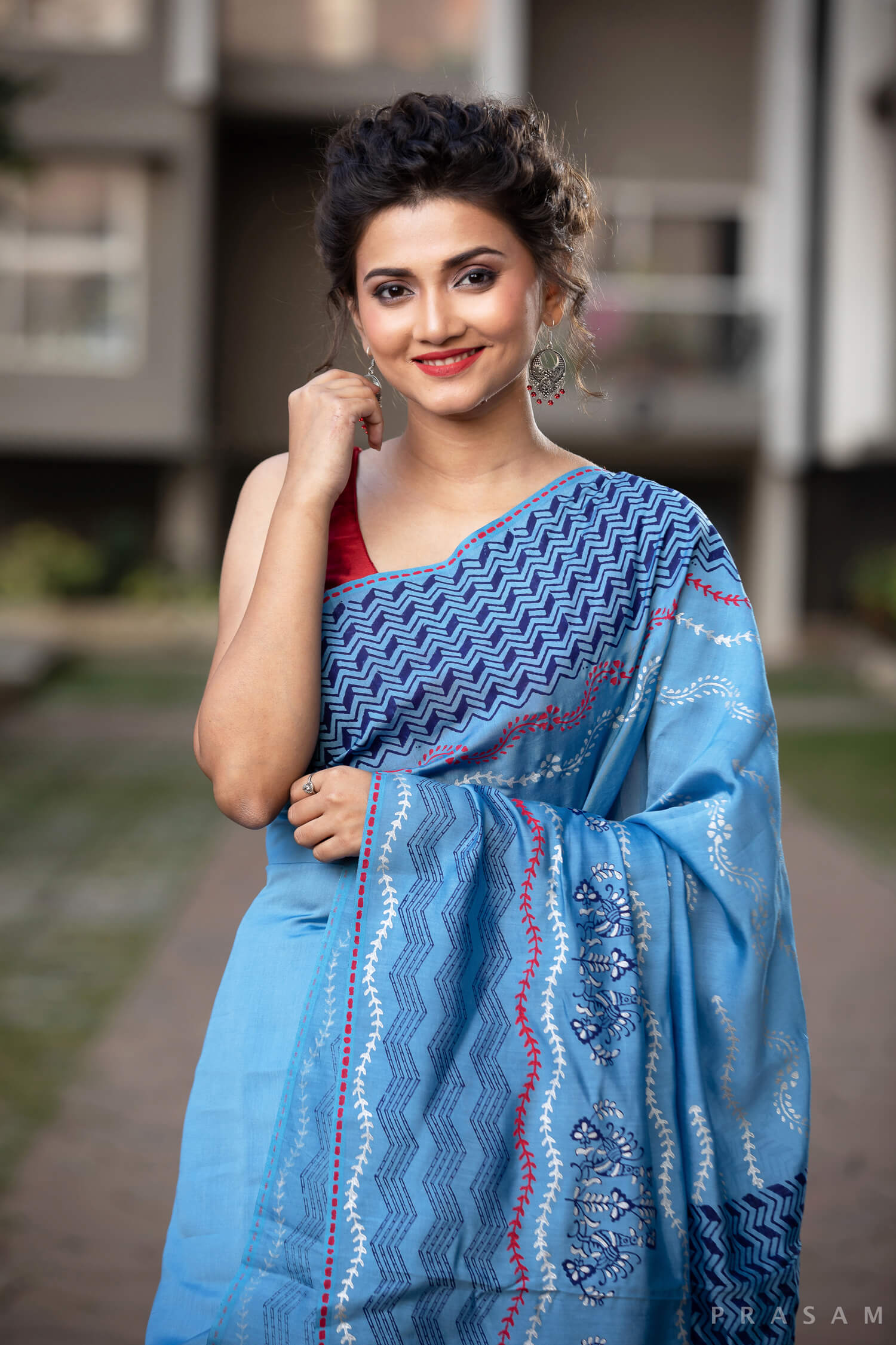 Pattern Vise Versa Silk Modal handblock print Saree Prasamcrafts Handcrafted Festivewear
