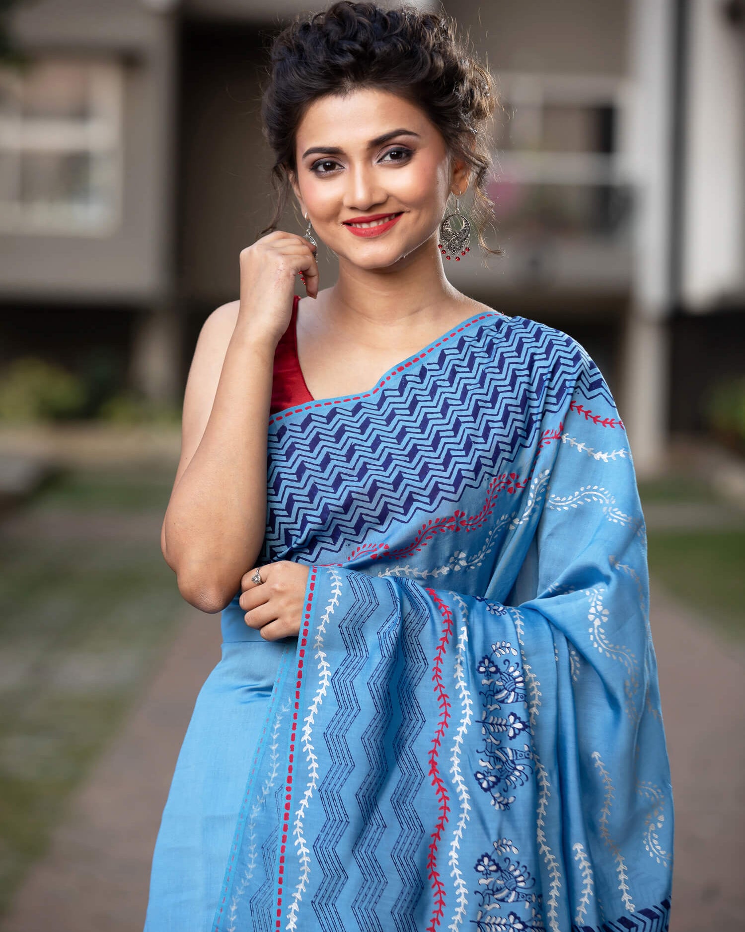 Pattern Vise Versa Silk Modal handblock print Saree Prasamcrafts Handcrafted Festivewear