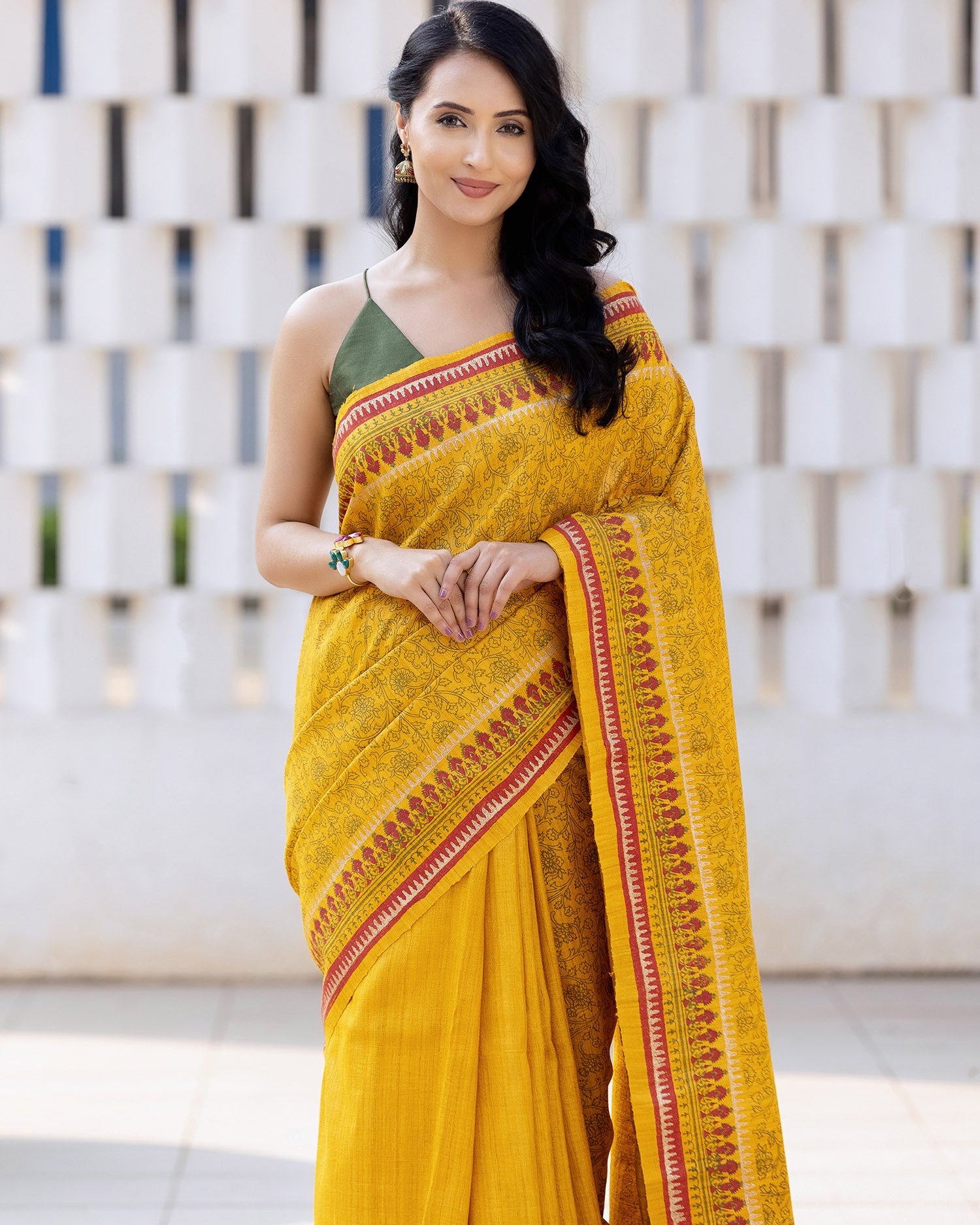 Sun Gaze Pure Ghicha Silk Hand Block Print Saree