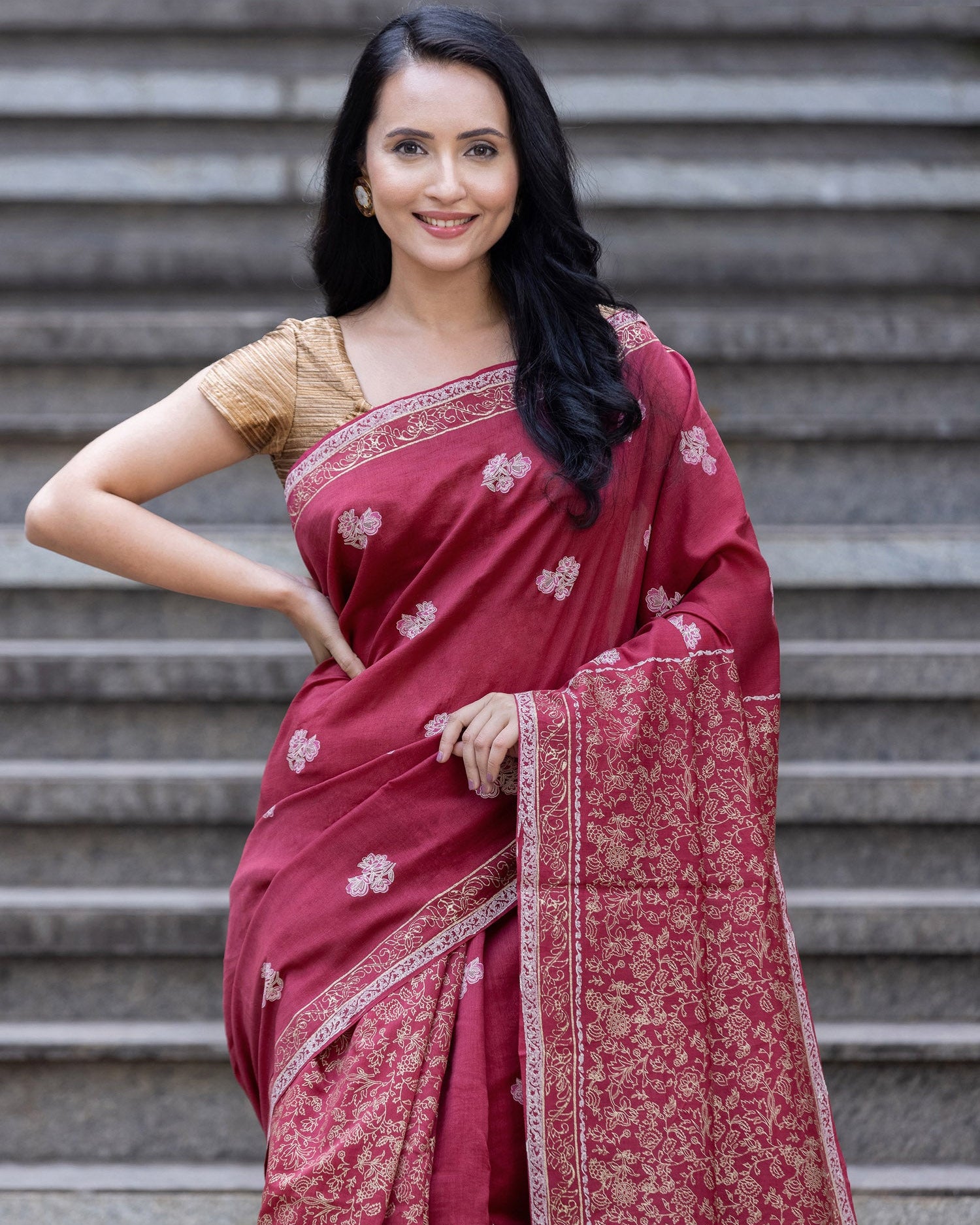 Native Transcript-Chanderi Block Print Saree Prasam Crafts