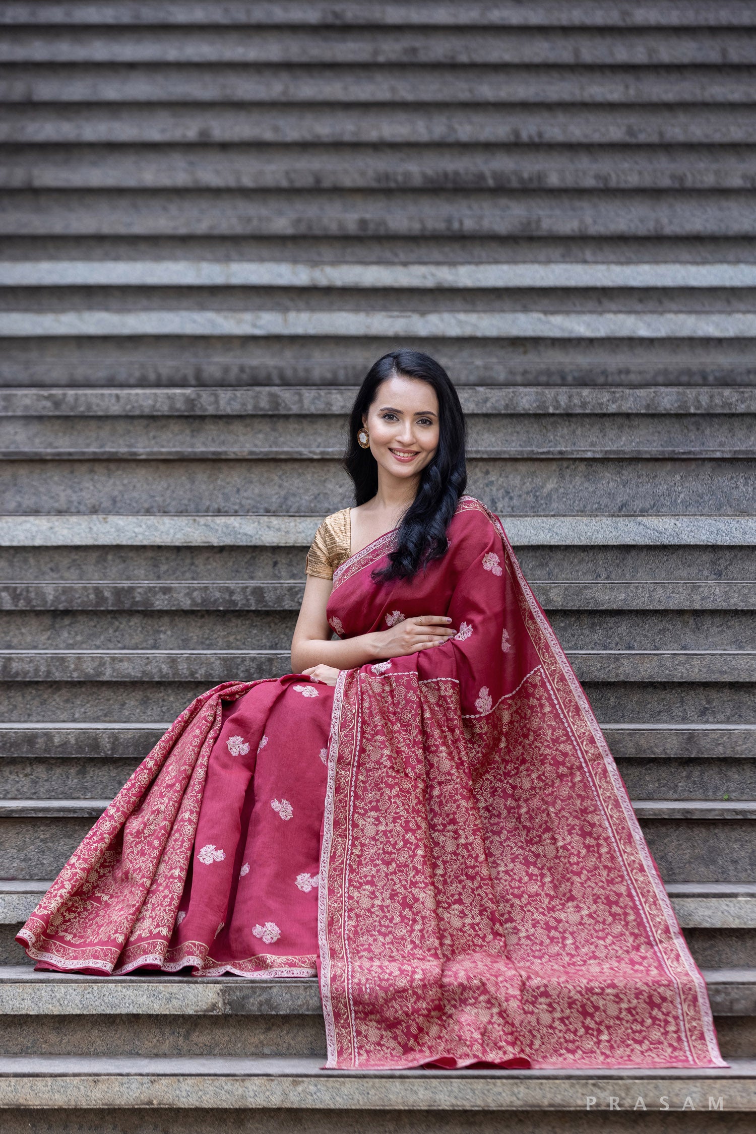 Native Transcript-Chanderi Block Print Saree Prasam Crafts